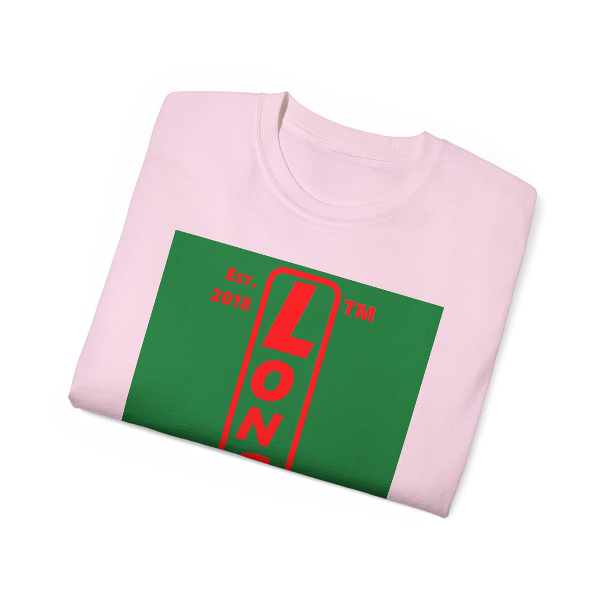 LongD Hyde Park upright logo positive red on negative green (Xmas colors) cotton tee