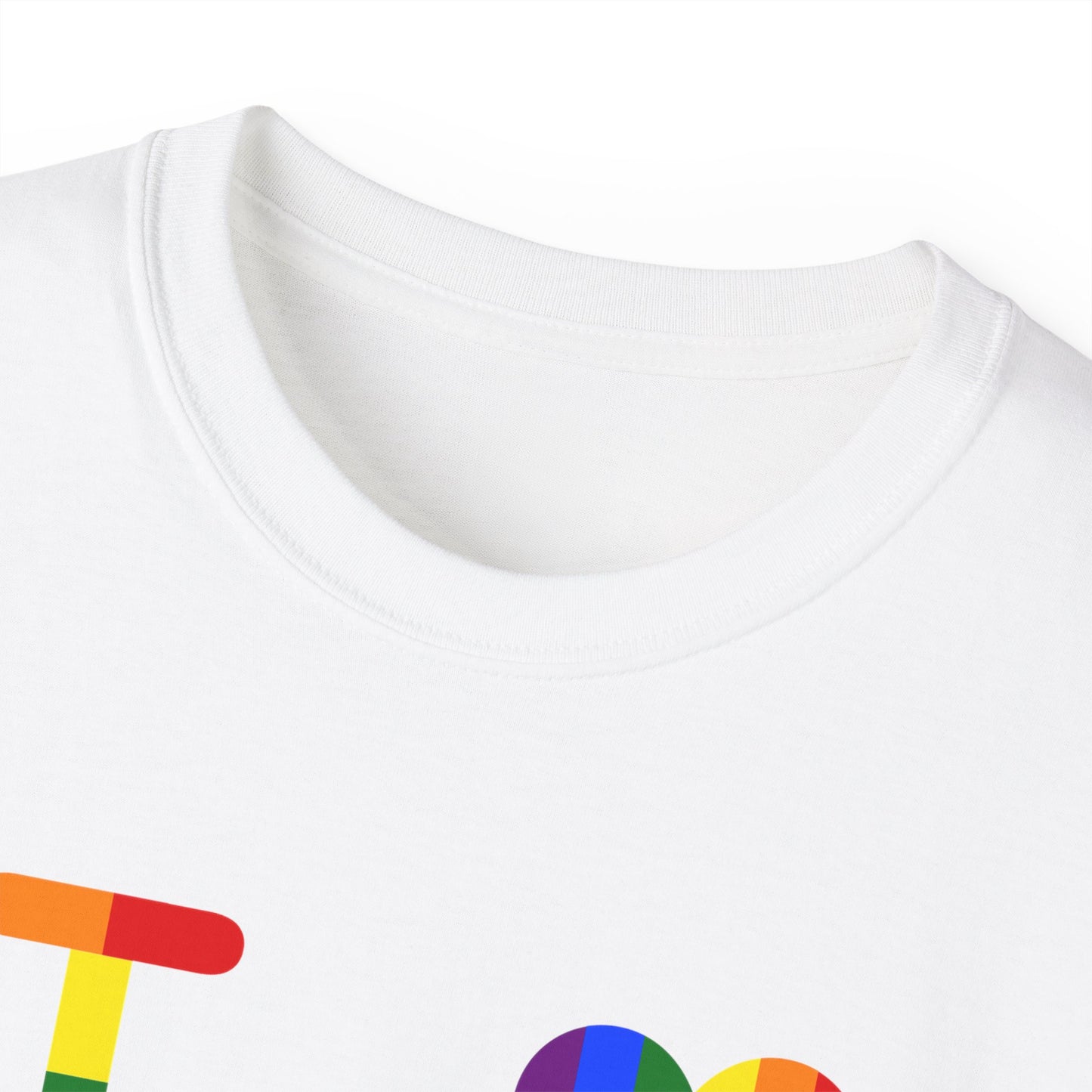 I Luv LongD® Official Logo Cotton Tee Pride rainbow heart and positive text logo