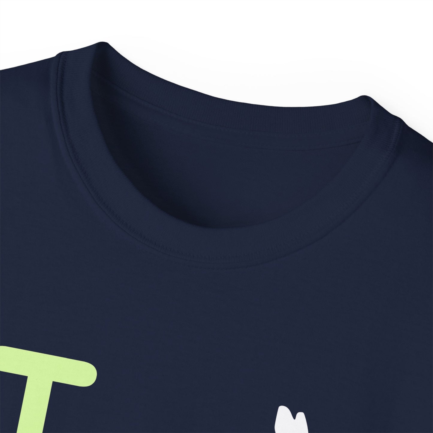 I Bunny LongD® Logo Cotton Tee Easter pastel green text (white Easter Bunny)