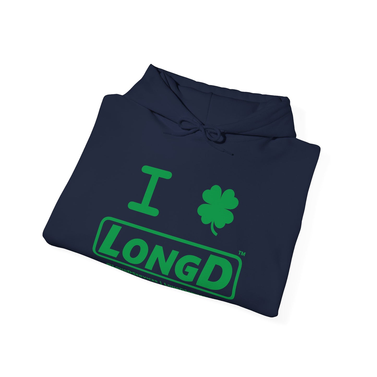 I Clover LongD® Logo Hoodie (St. Patrick's Day green text)