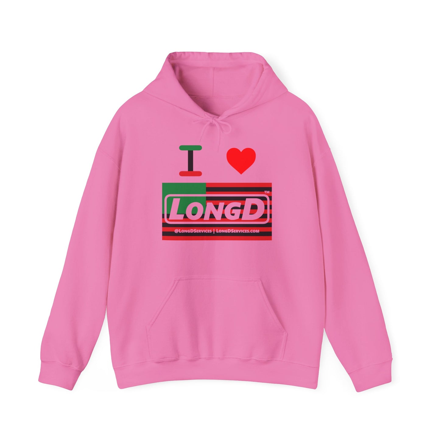 I Luv LongD® Logo Hoodie with Juneteenth negative flag