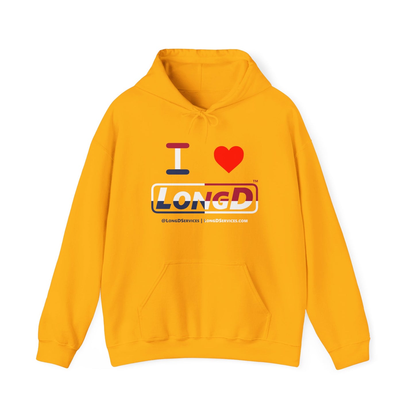 I Luv LongD® Logo Hoodie red, white and blue positive quarters