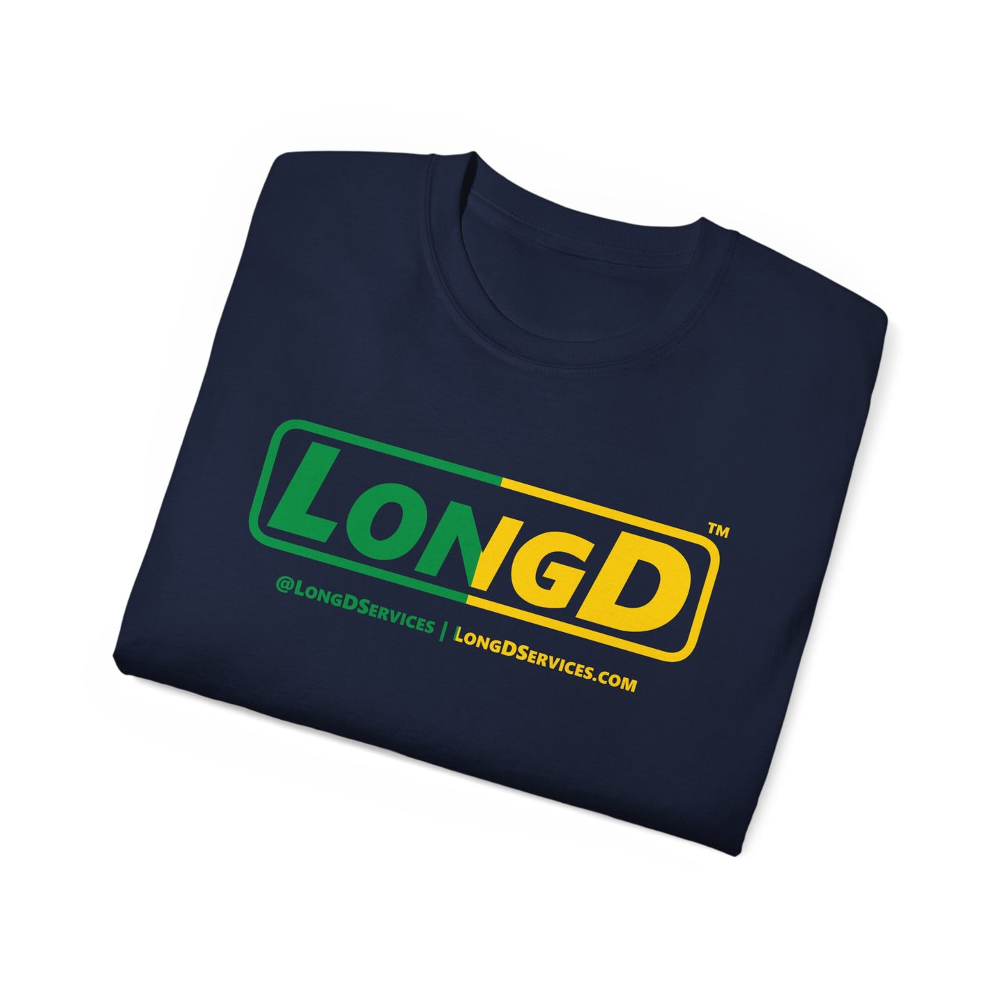 LongD® Logo Cotton Tee (St. Patrick's Day -Irish Green and Golden Yellow right-left split)
