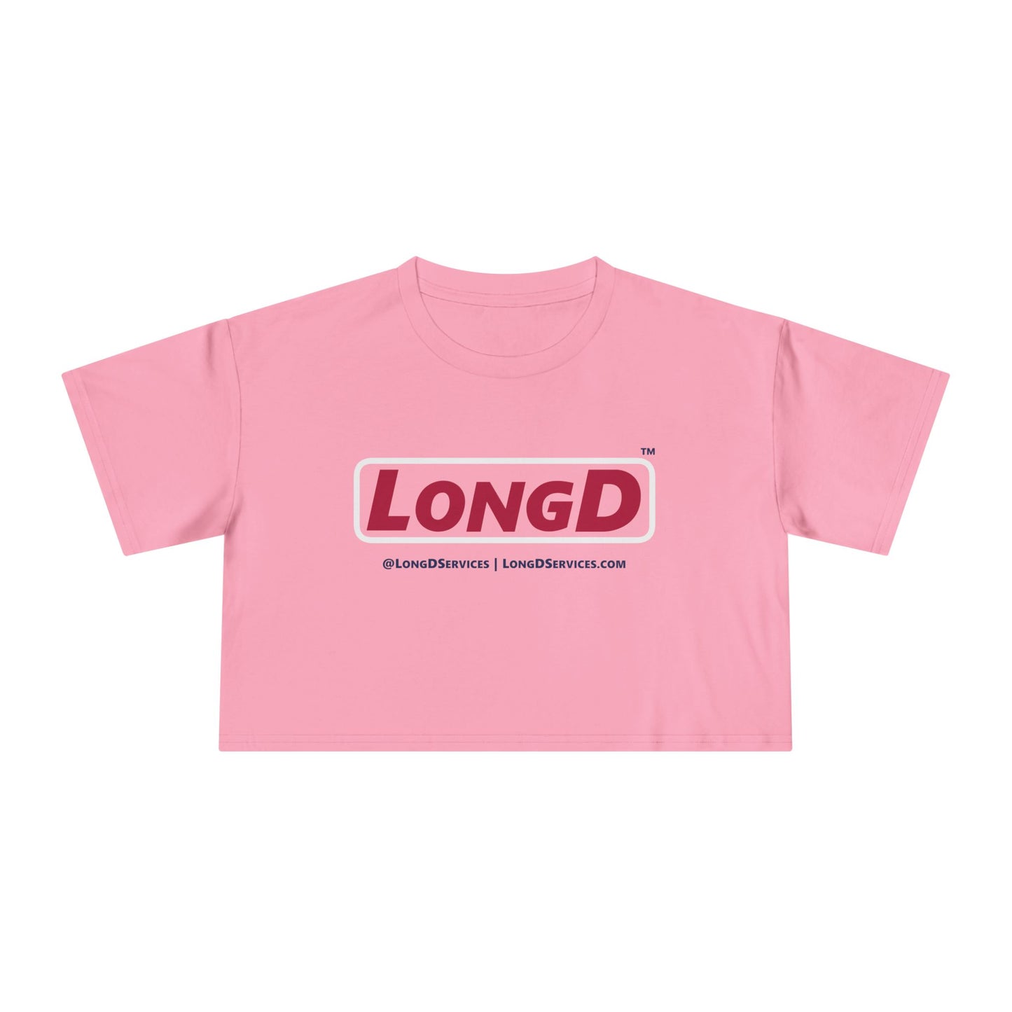 LongD Logo Women's Crop Tee Red, White & Blue positive text