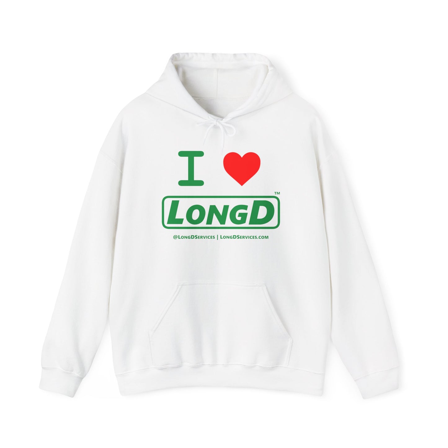 I Luv LongD® Logo Hoodie (St. Patrick's Day green text)