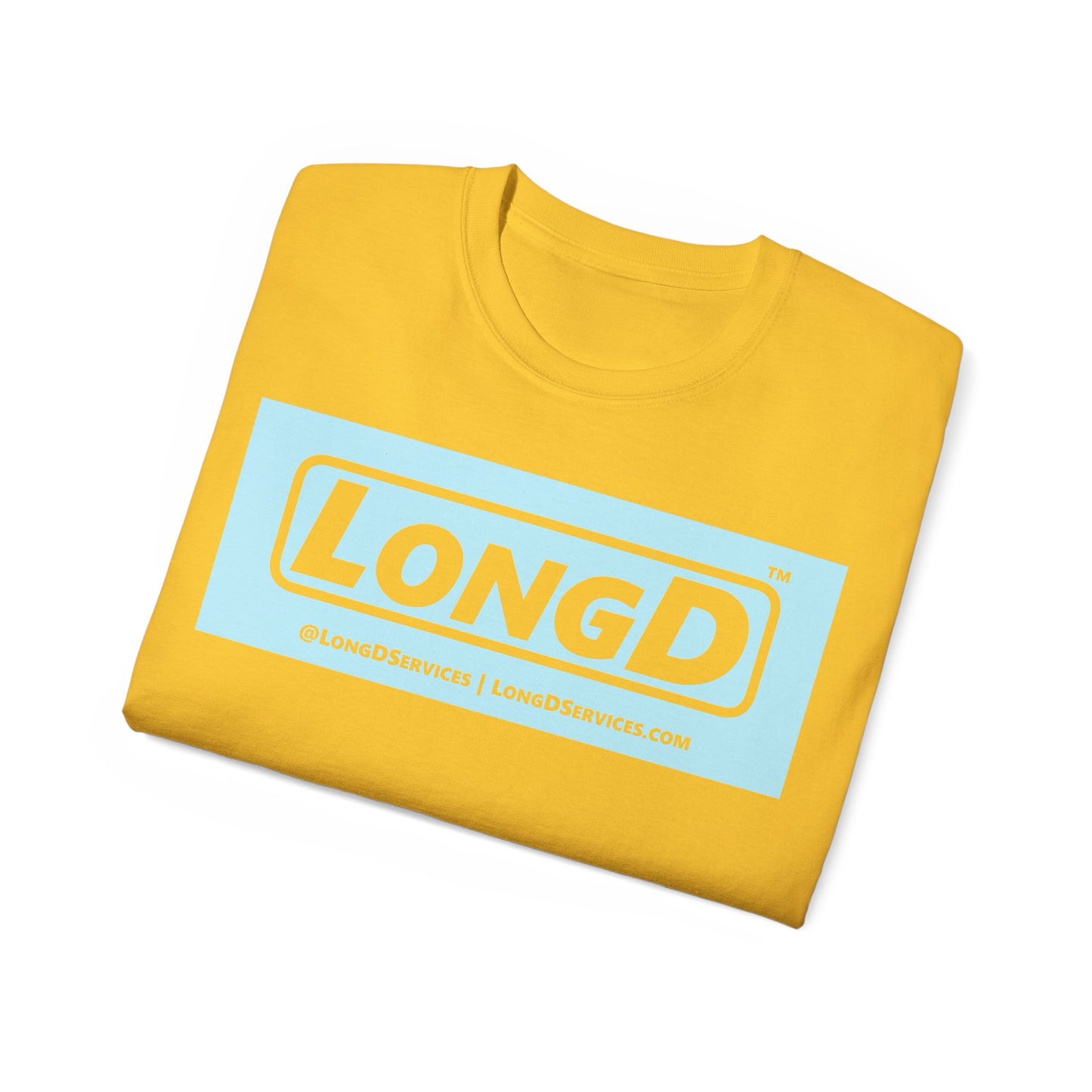 LongD® Logo Cotton Tee (Easter pastel blue in negative text)