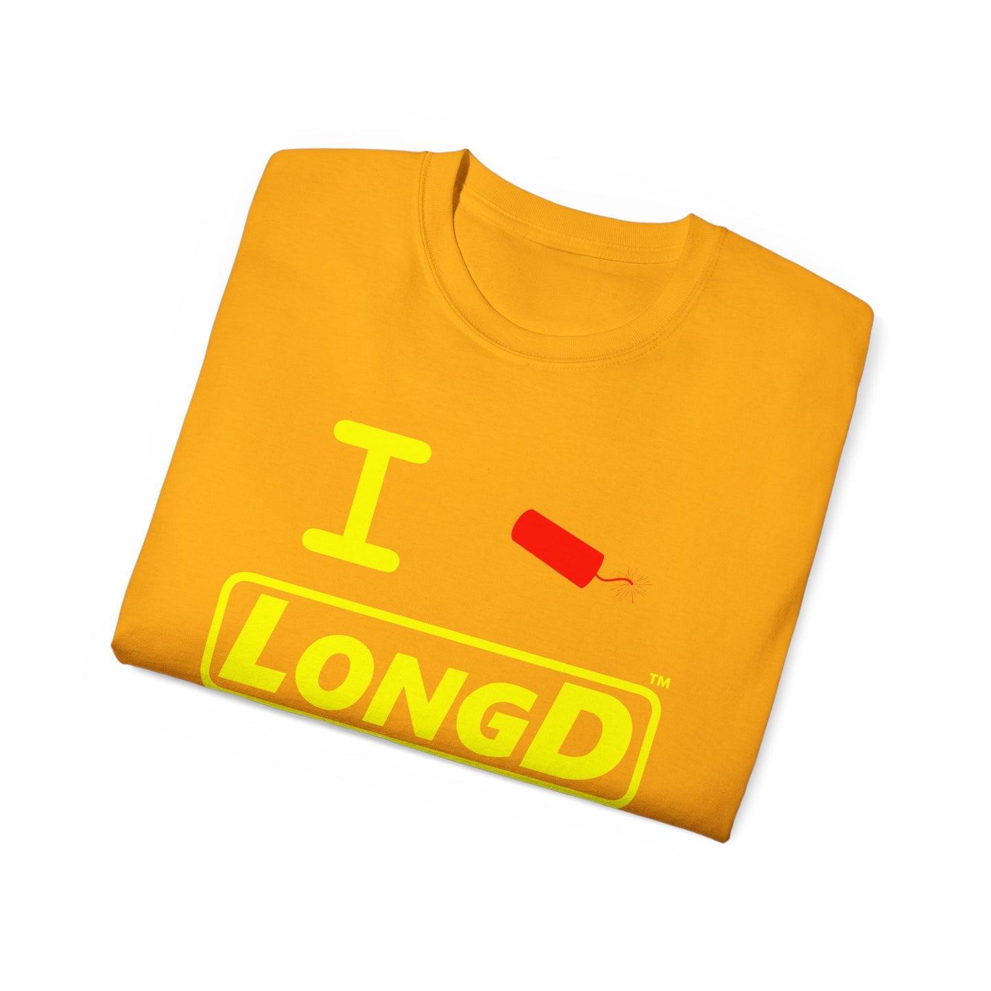 I Firecracker LongD® Reverse Logo Cotton Tee Red firecracker (no blue or white)