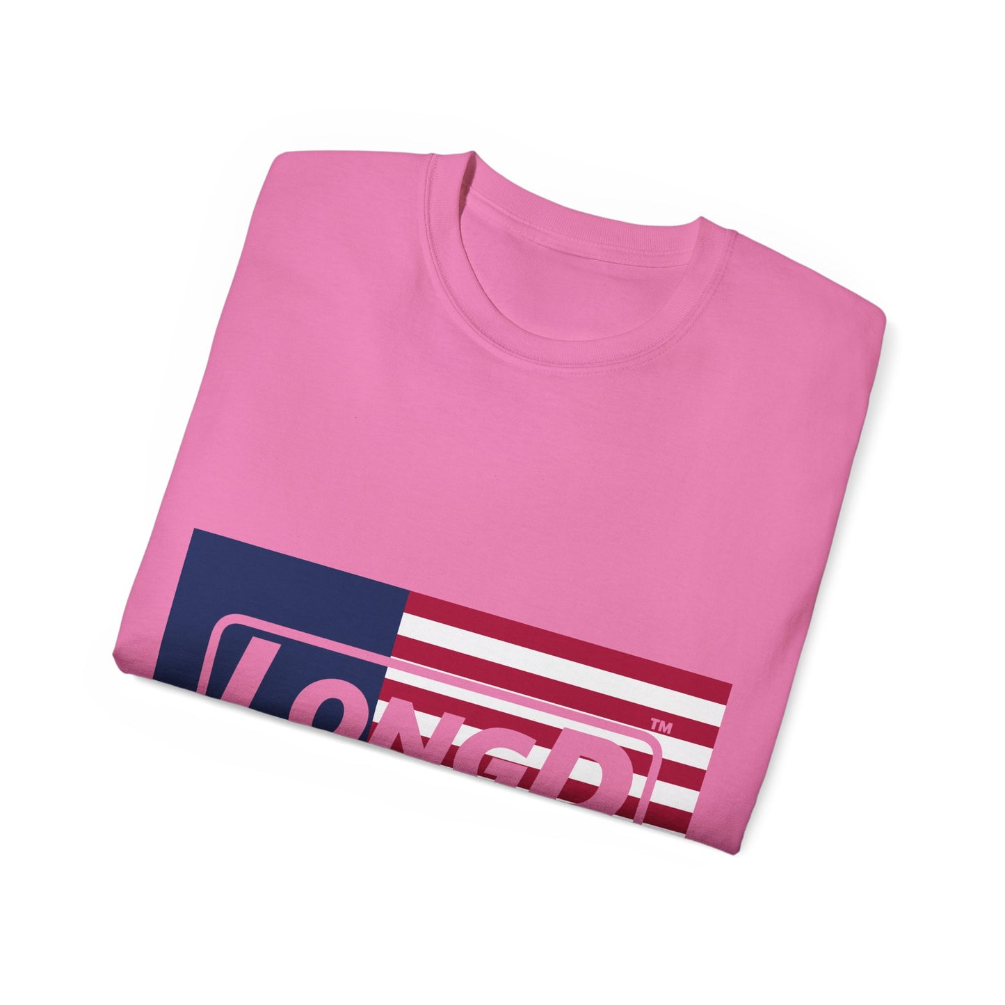 LongD® Logo Cotton Tee Red, White and Blue flag negative text