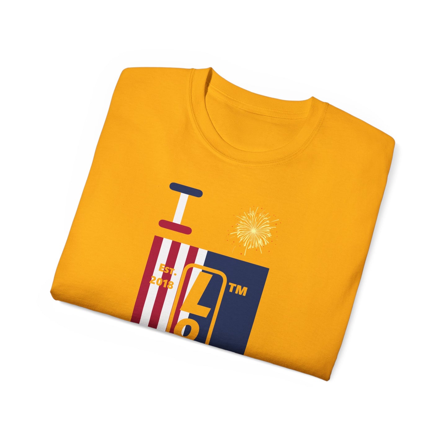 I Burst LongD cotton tee negative flag Chicago upright logo (Patriotic colors)