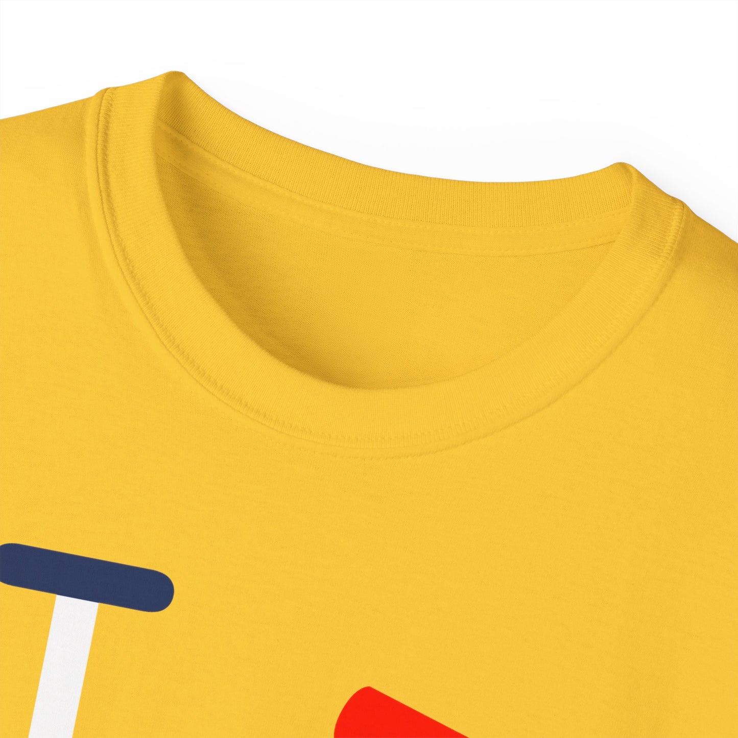 I Firecracker LongD® Logo Cotton Tee Red, White and Blue striped thirds text