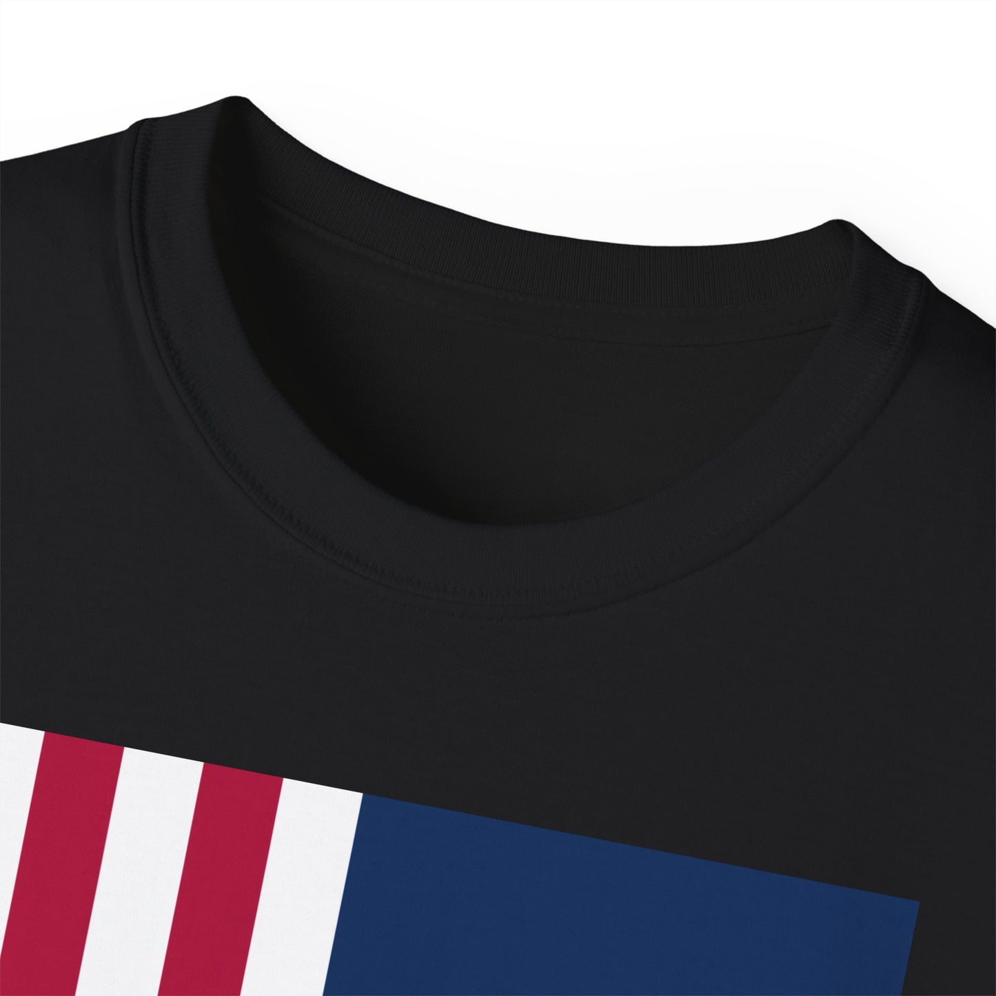 LongD® Logo Cotton Tee Red, White and Blue portrait (cropped proportions) flag negative text