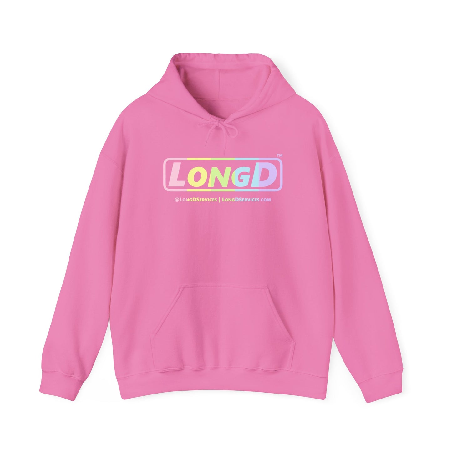 LongD® Logo Hoodie pastel spectrum text coloration