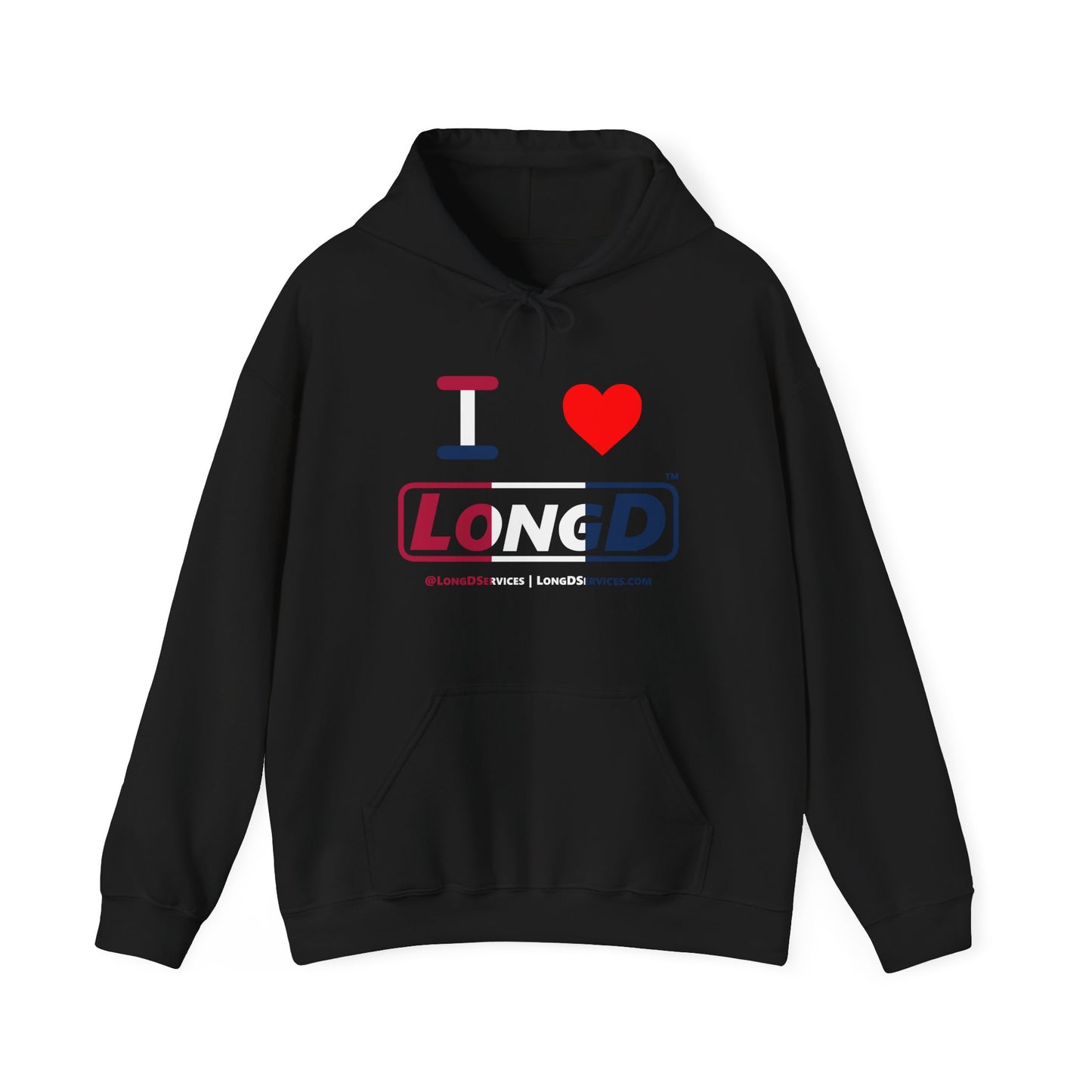 I Luv LongD® Logo Hoodie red, white and blue positive thirds