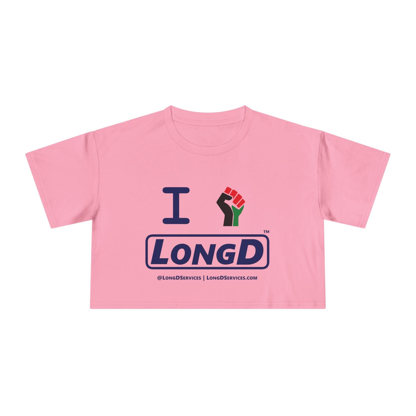 I Fist LongD Logo Women's Crop Tee (Juneteenth multicolored fist and official logo)