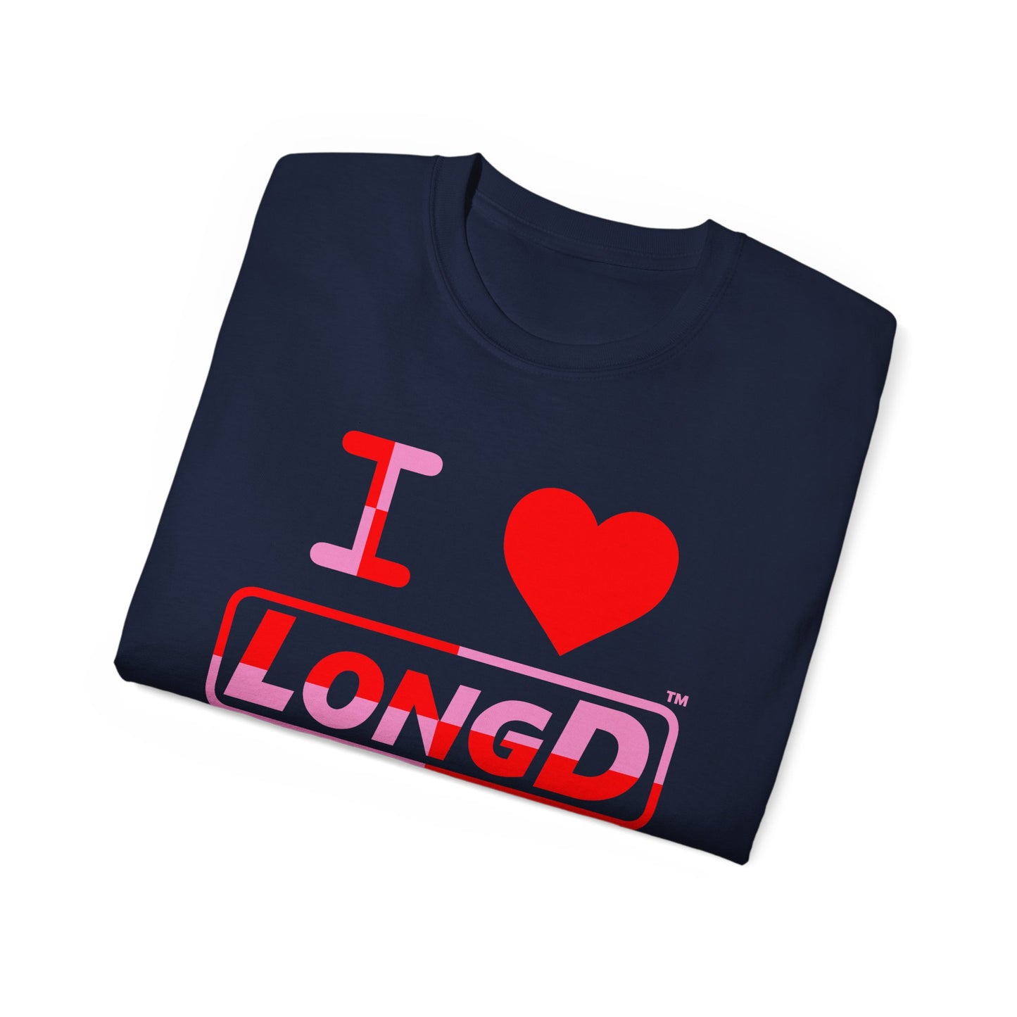 I Luv LongD Logo Cotton Tee (Valentines pink/red quarter split text)