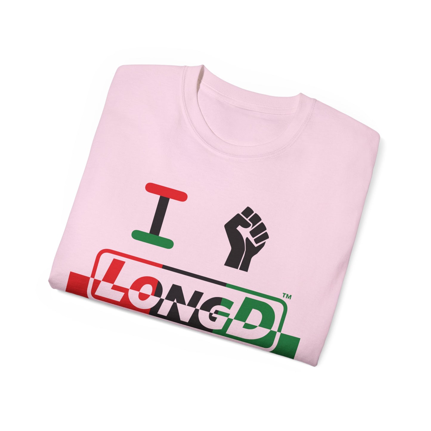 I Fist LongD® Logo Cotton Tee Juneteenth black fist positive top negative bottom text