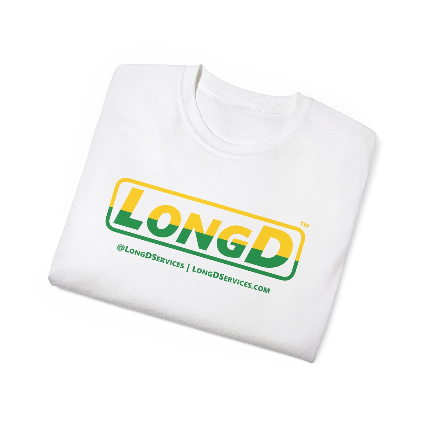LongD® Logo Cotton Tee (St. Patrick's Day -Irish Green and Golden Yellow top-bottom split)