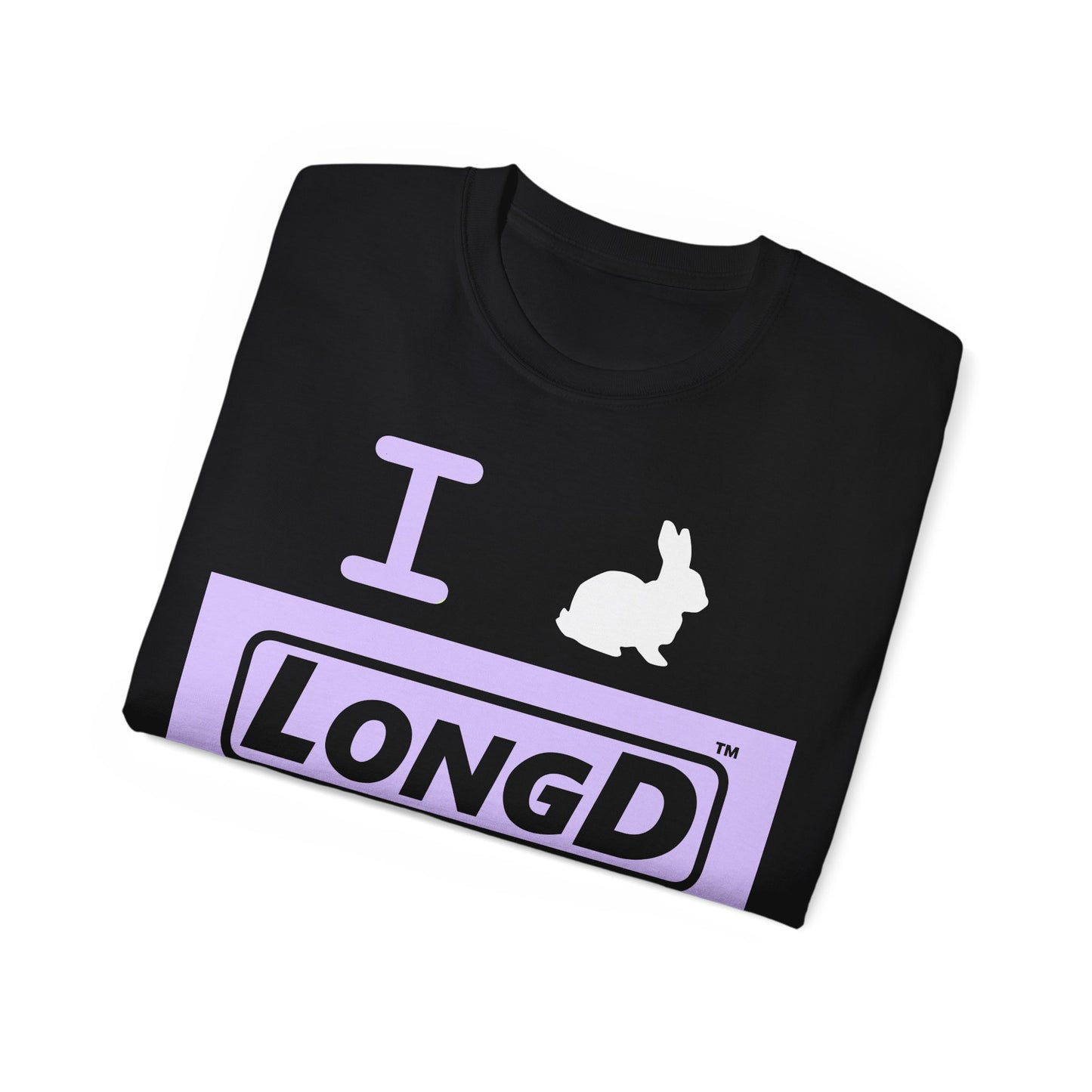 I Bunny LongD® Logo Cotton Tee Easter pastel purple negative text (white Easter Bunny)