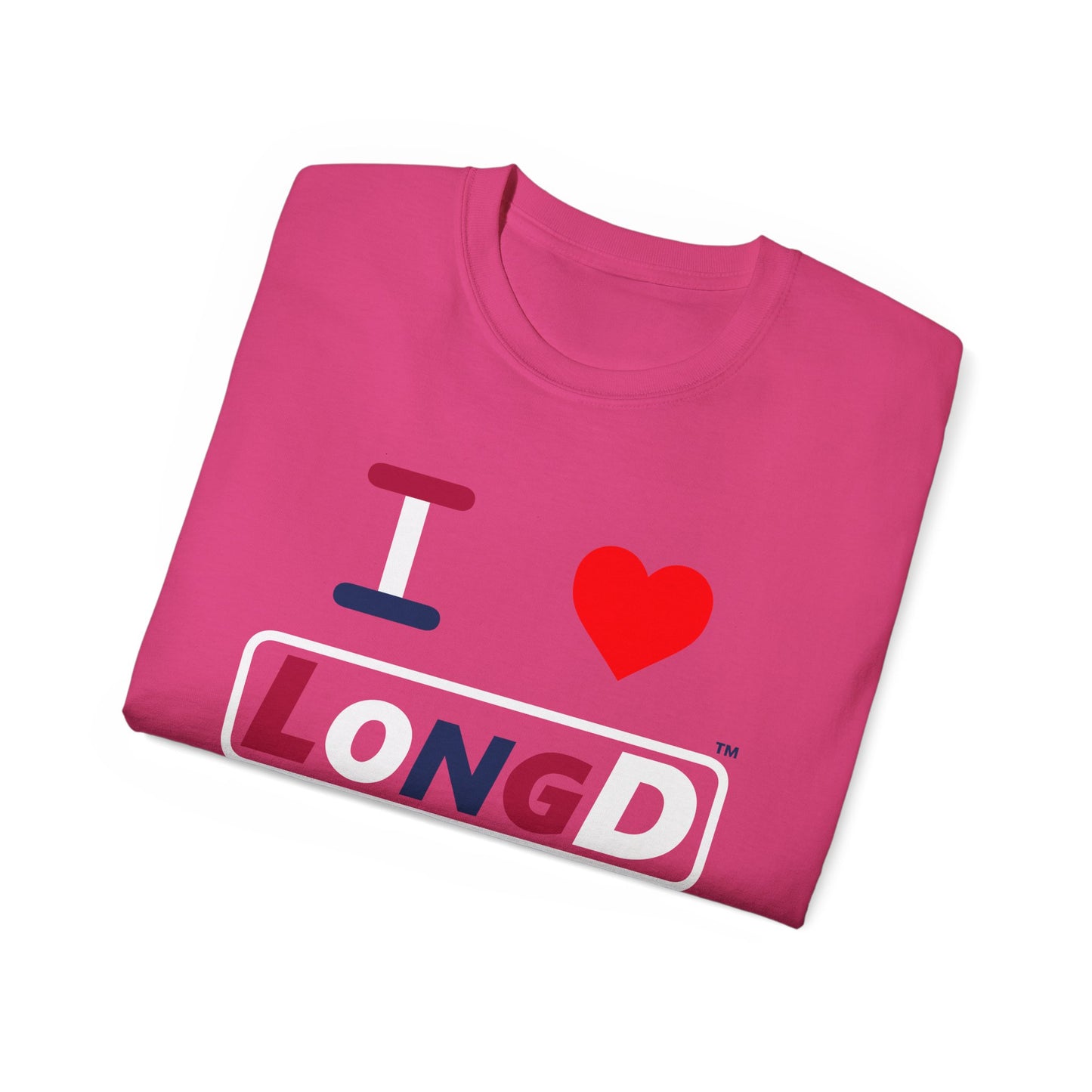 I Luv LongD® Logo Cotton Tee Red, White and Blue positive varied elements text