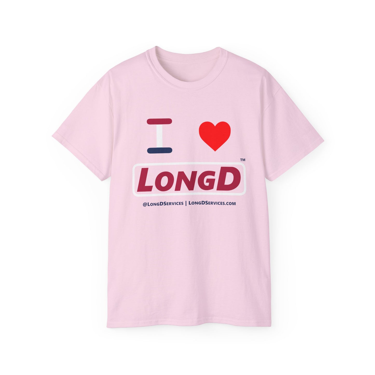 I Luv LongD® Logo Cotton Tee Red, White and Blue positive elements text