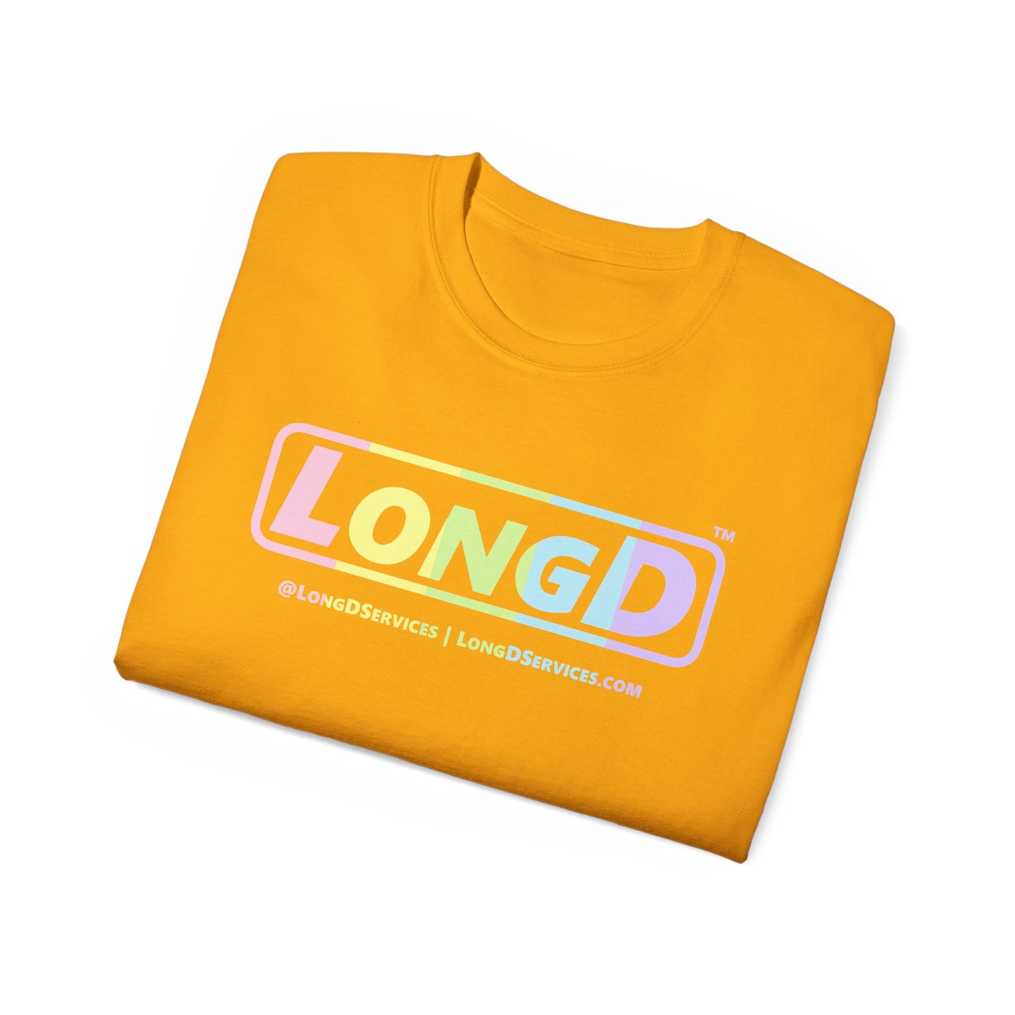 LongD® Logo Cotton Tee (Easter pastel spectrum in positive text)