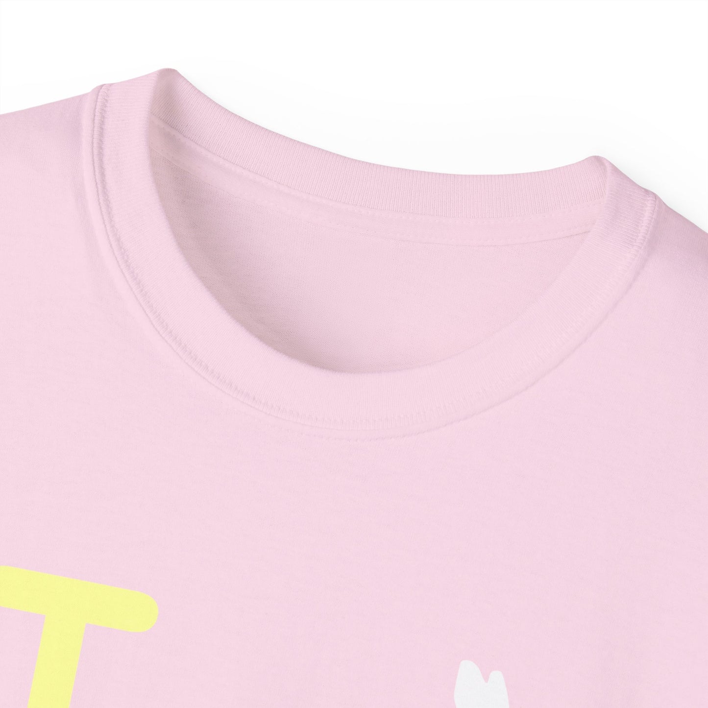 I Bunny LongD® Logo Cotton Tee Easter pastel yellow text (white Easter Bunny)