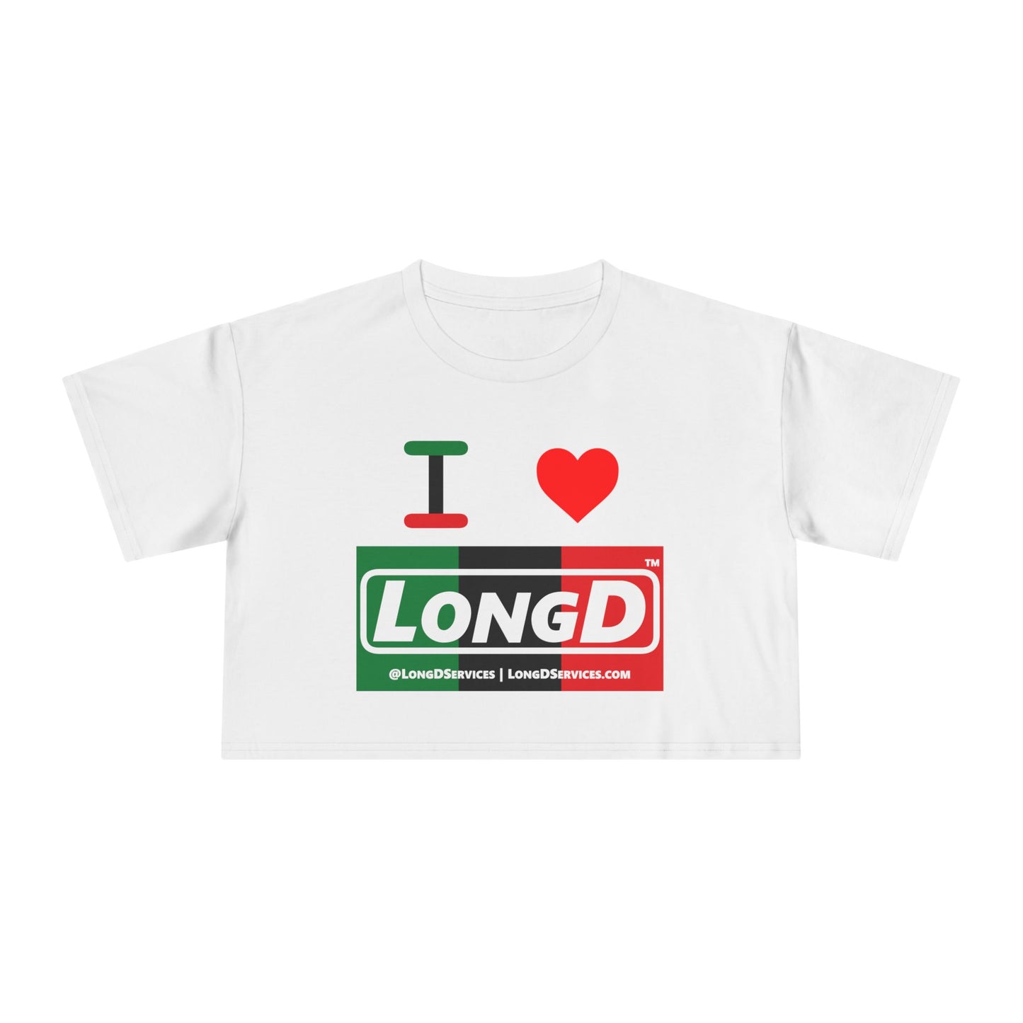 I Luv LongD Logo Women's Crop Tee (Juneteenth negative thirds logo)