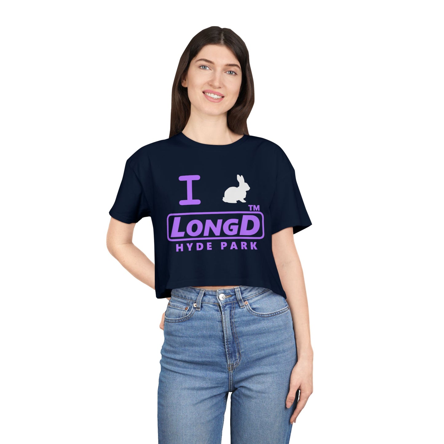 I Bunny LongD positive lavender Hyde Park Logo Crop Tee