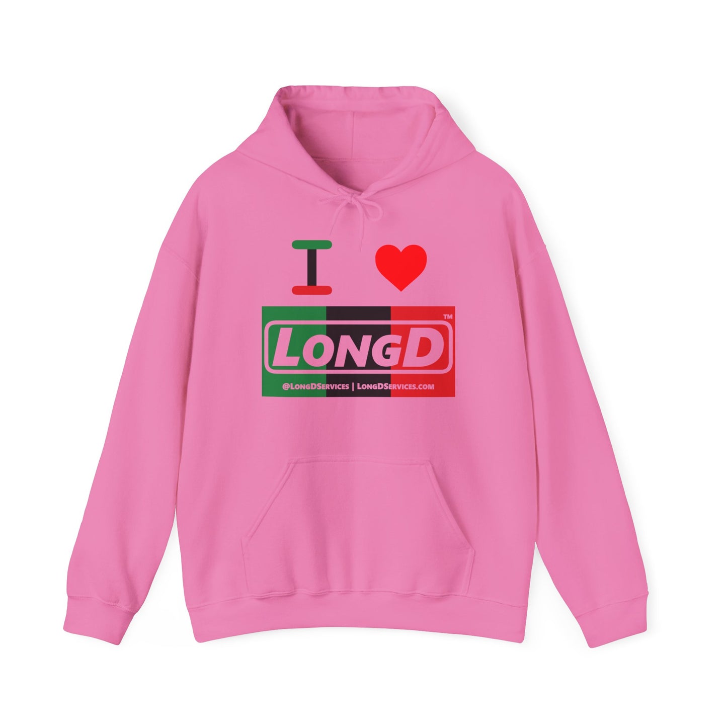 I Luv LongD® Logo Hoodie with Juneteenth negative thirds text