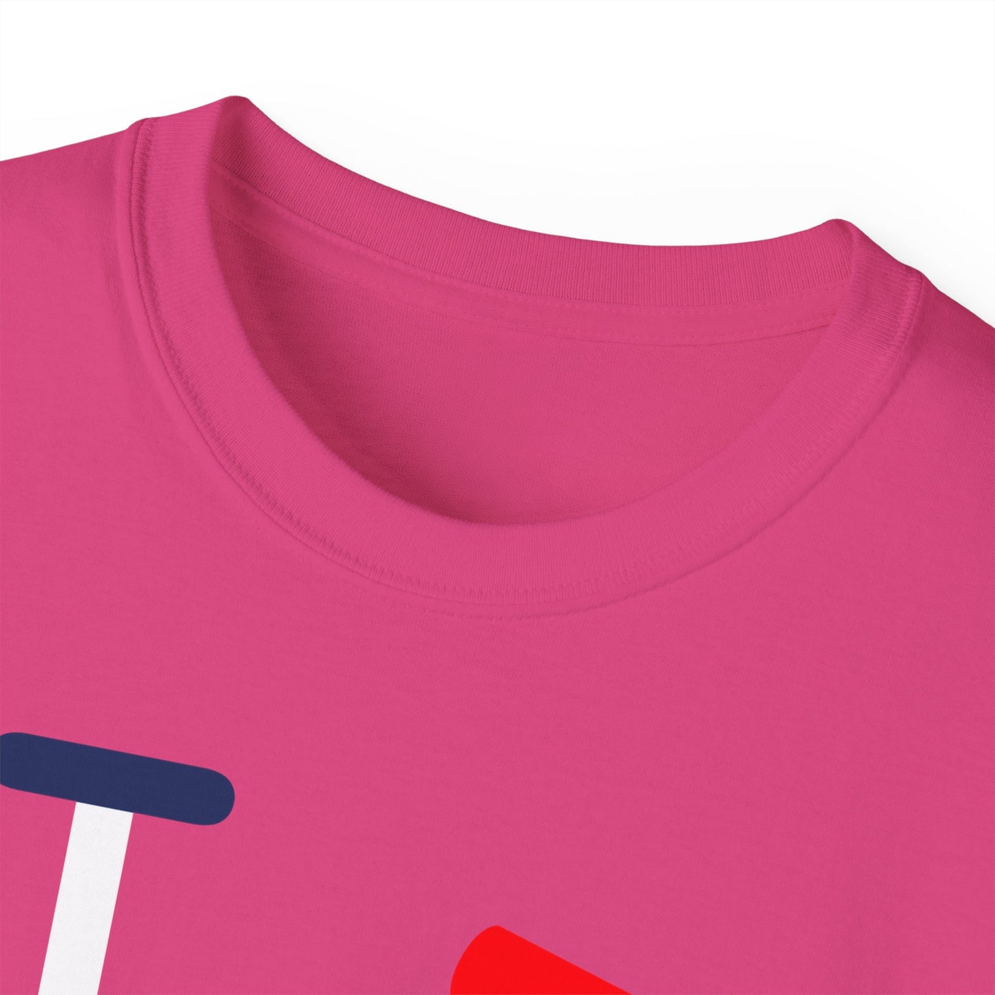 I Firecracker LongD® Logo Cotton Tee Red, White and Blue striped thirds text