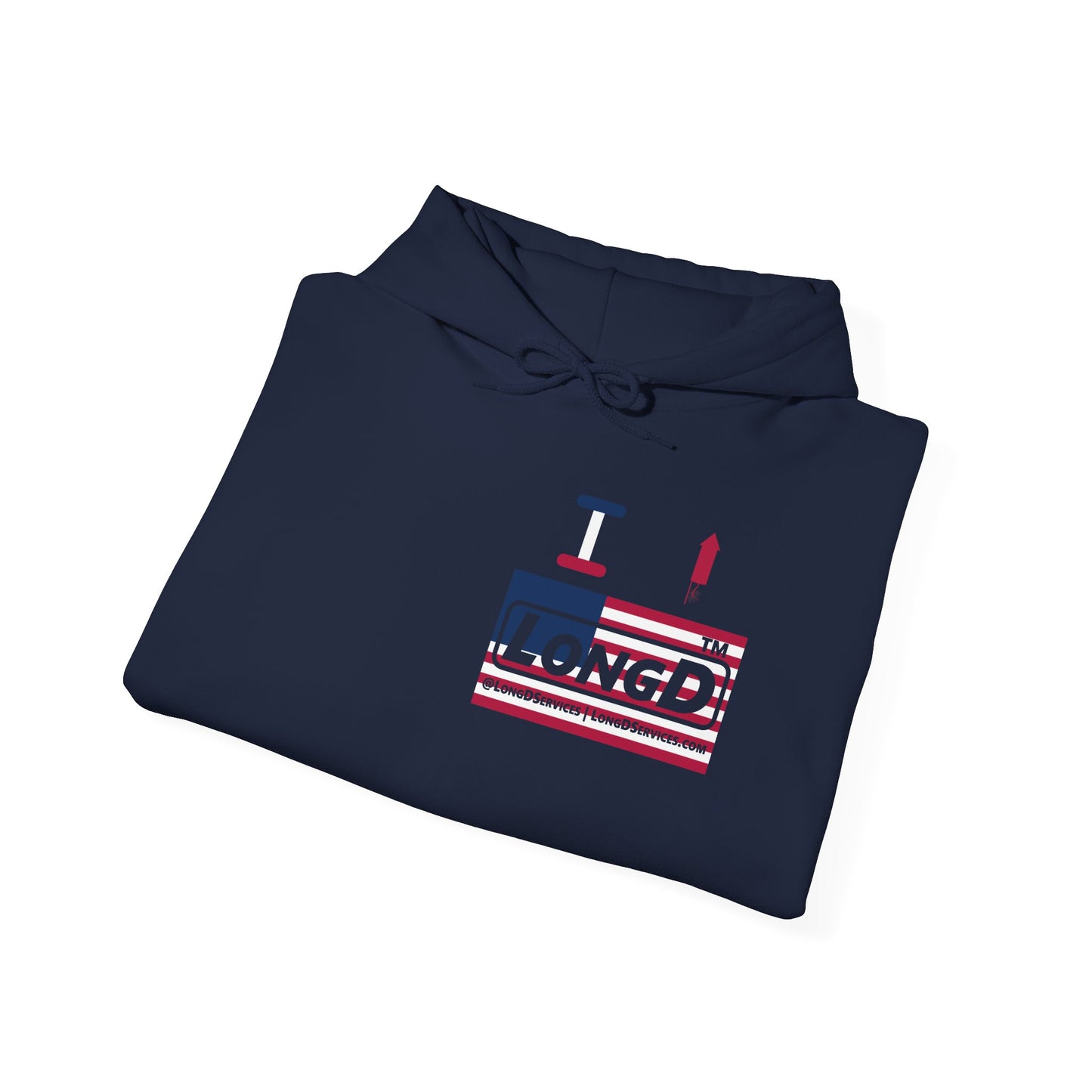 I firecracker LongD® negative flag front-back single breasted tag-domain logo hoodie