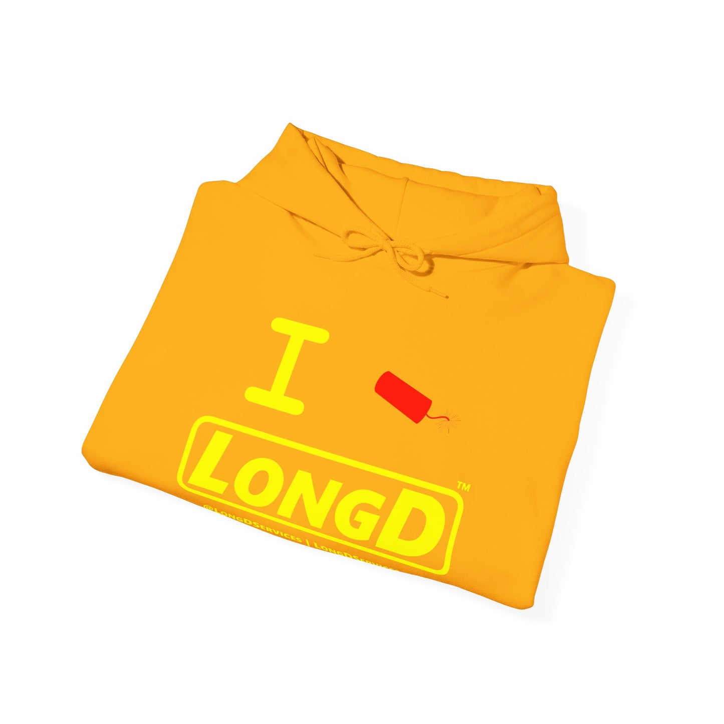 I Firecracker LongD® Reverse Logo Hoodie red firecracker (no blue or white)