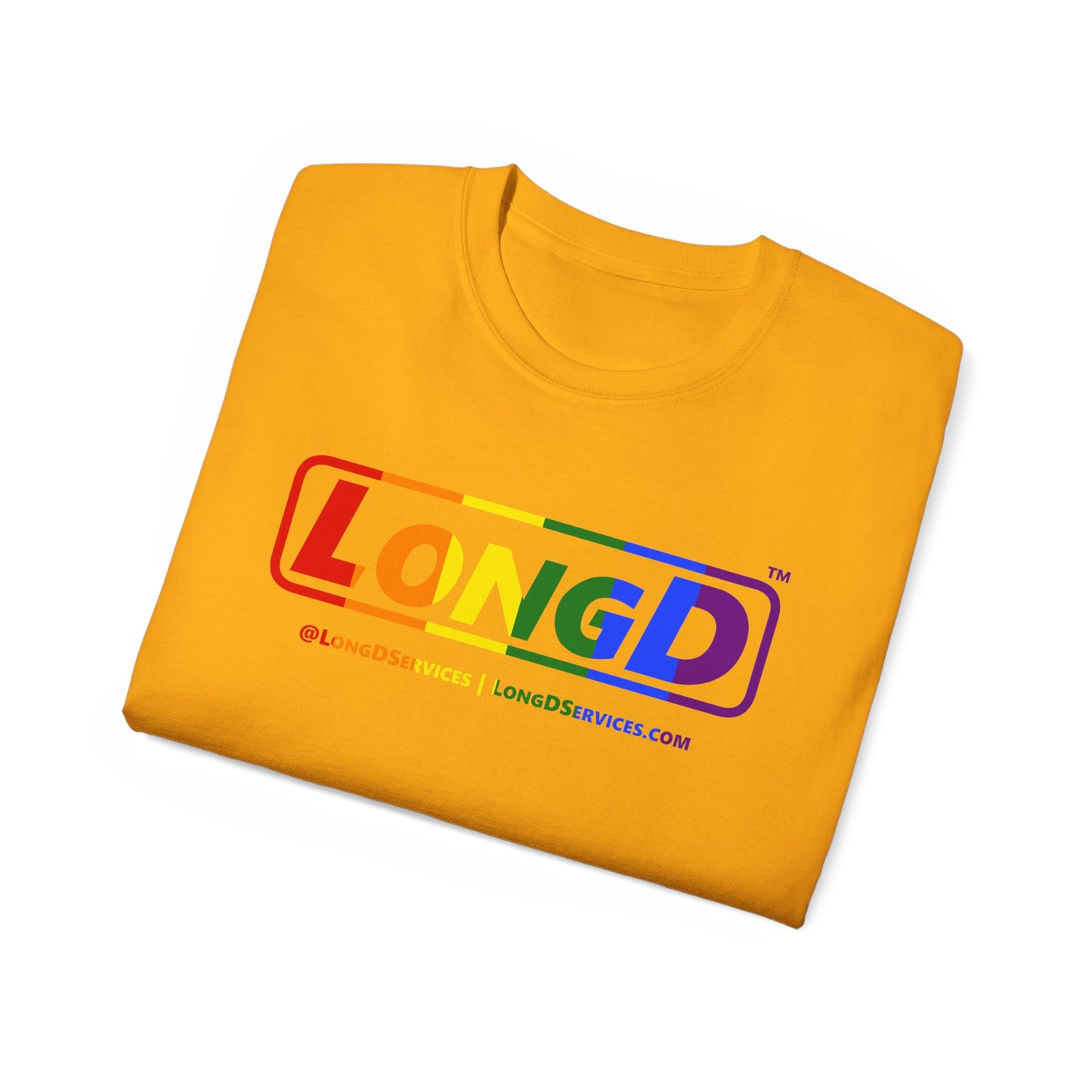 LongD® Logo Cotton Tee Pride rainbow positive text