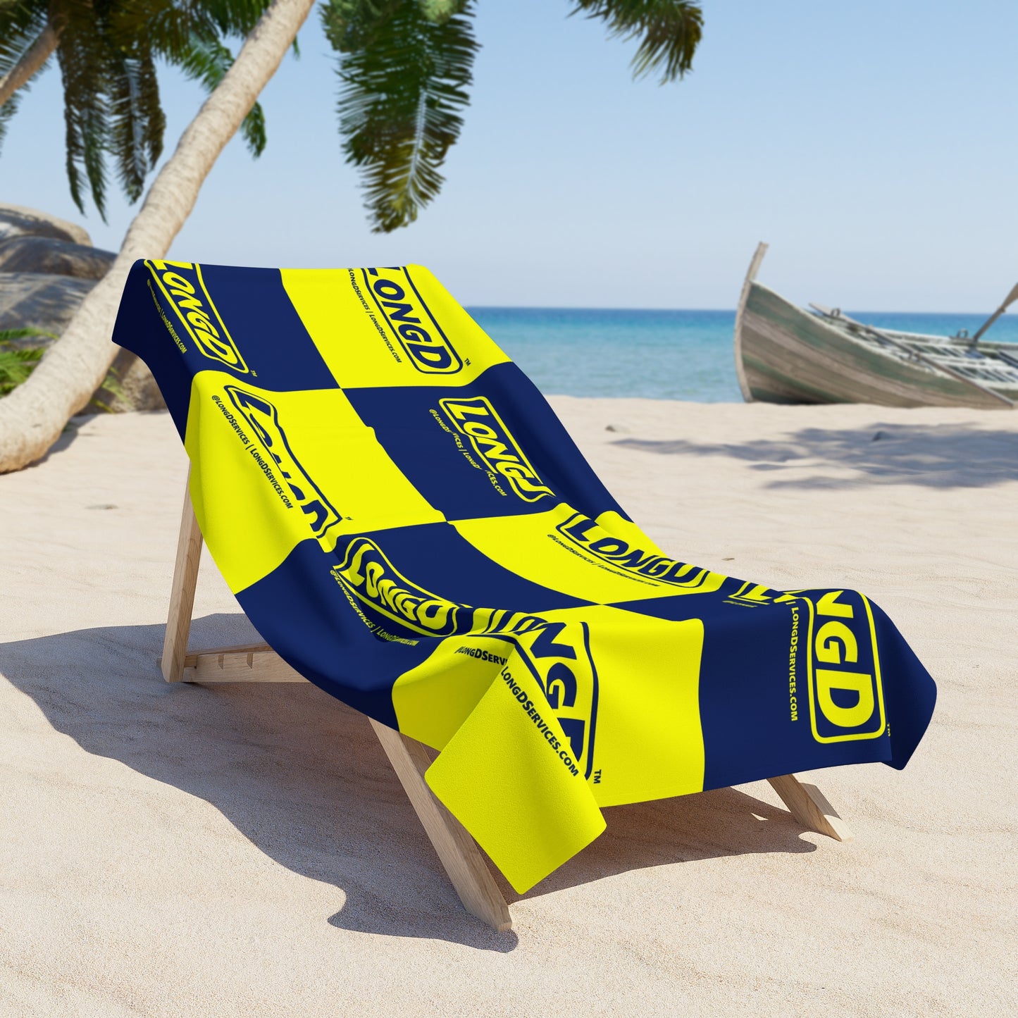 LongD Inline Mixed Grid Logo Beach Towel