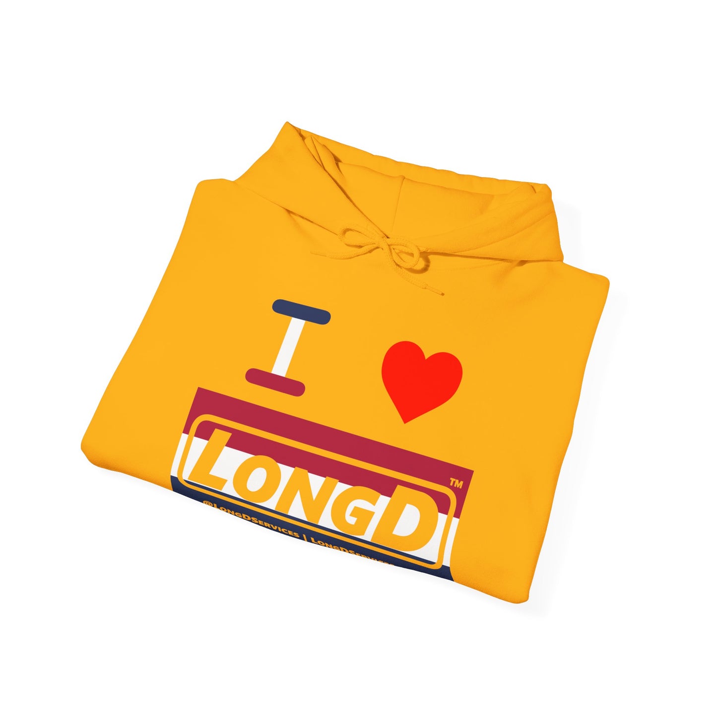 I Luv LongD® Logo Hoodie red, white and blue striped negative thirds