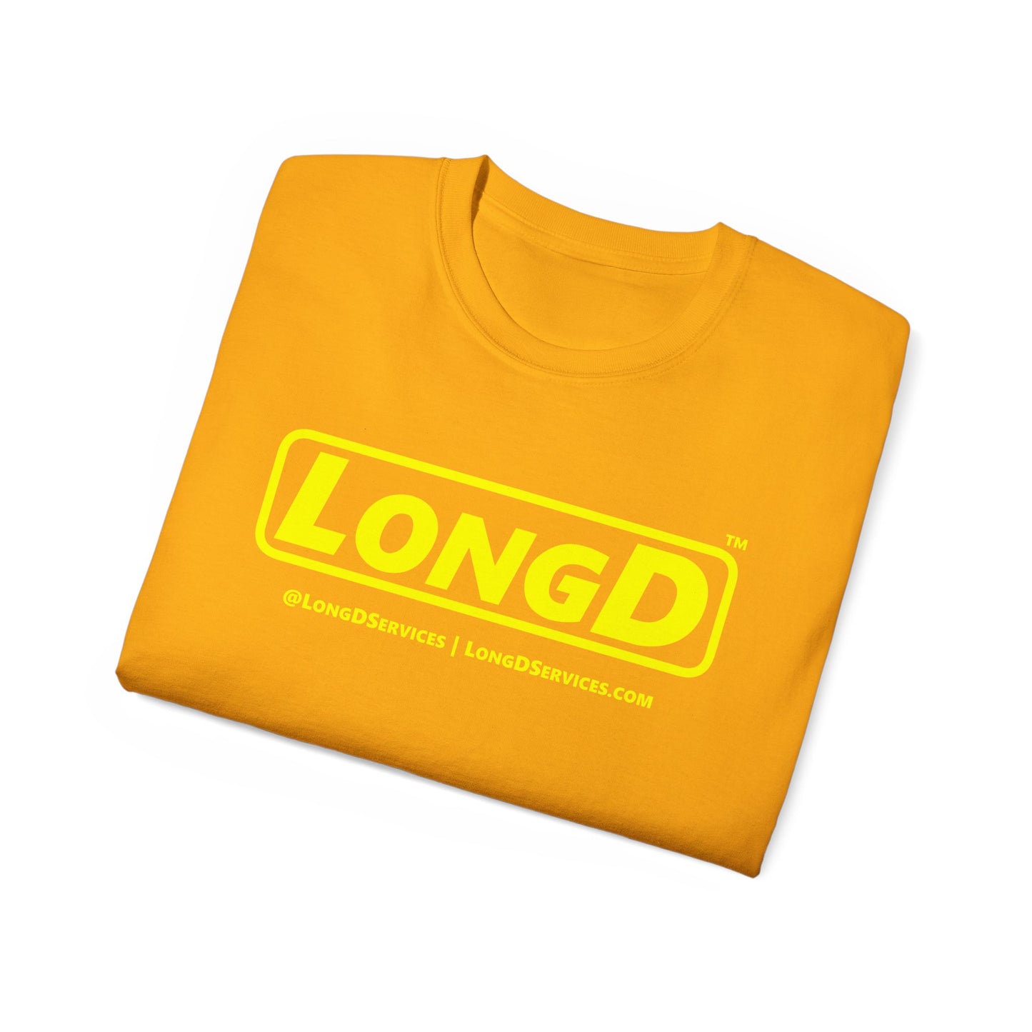 LongD® Logo Cotton Tee (Mardi Gras colored shirts with yellow text)