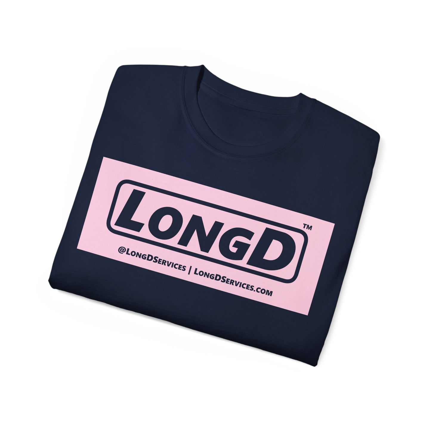 LongD® Logo Cotton Tee (Easter pastel pink negative text)