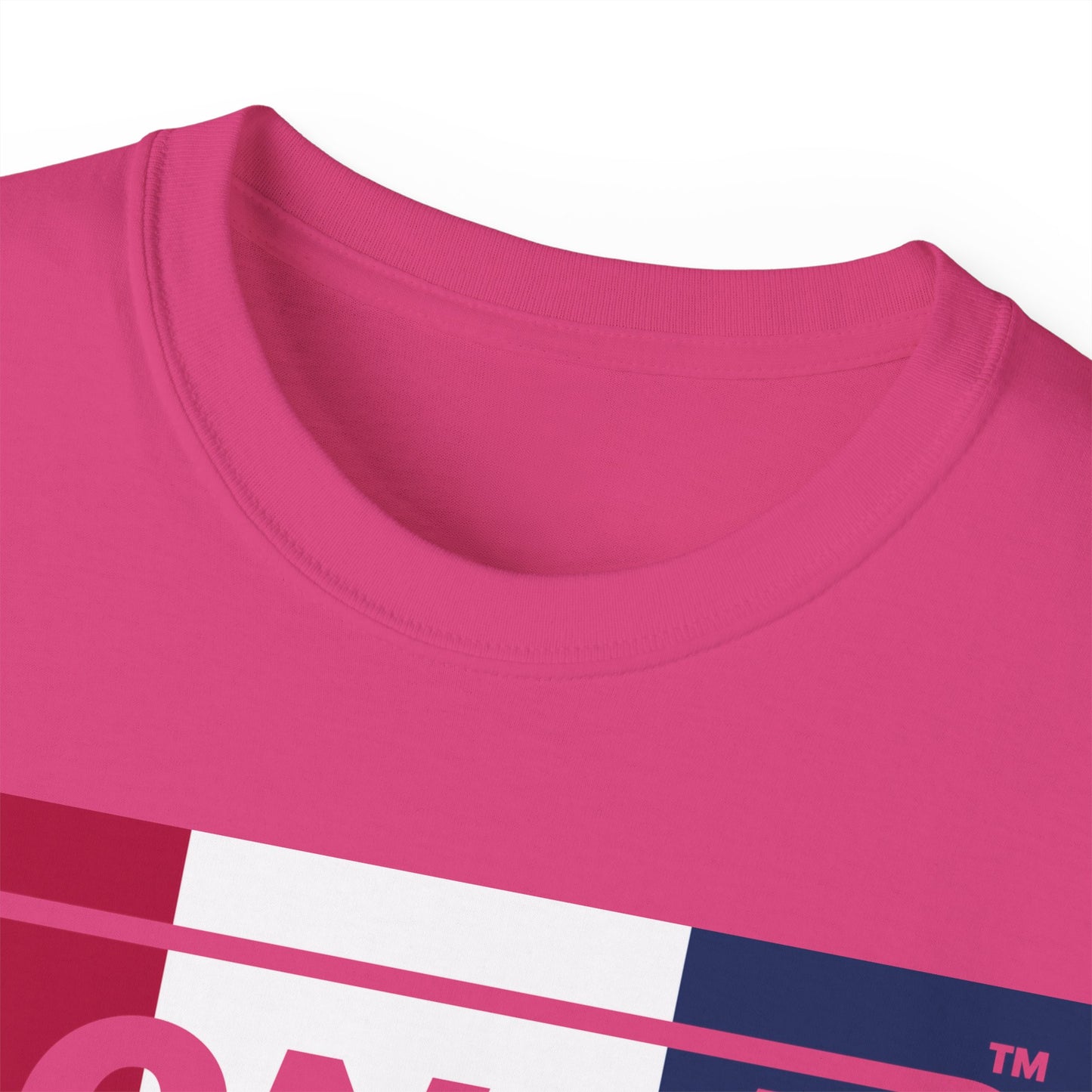 LongD® Logo Cotton Tee Red, White and Blue negative thirds text
