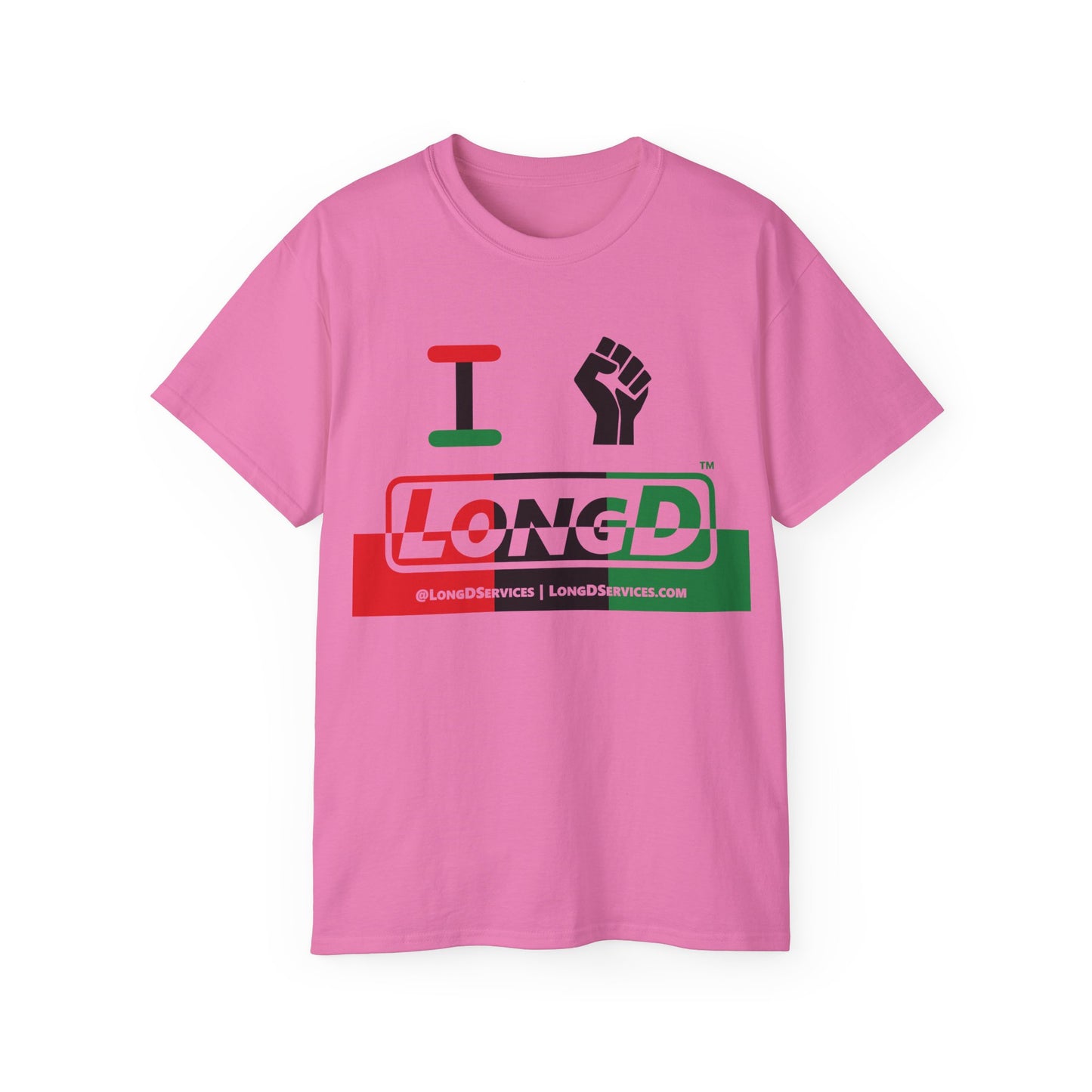 I Fist LongD® Logo Cotton Tee Juneteenth black fist positive top negative bottom text