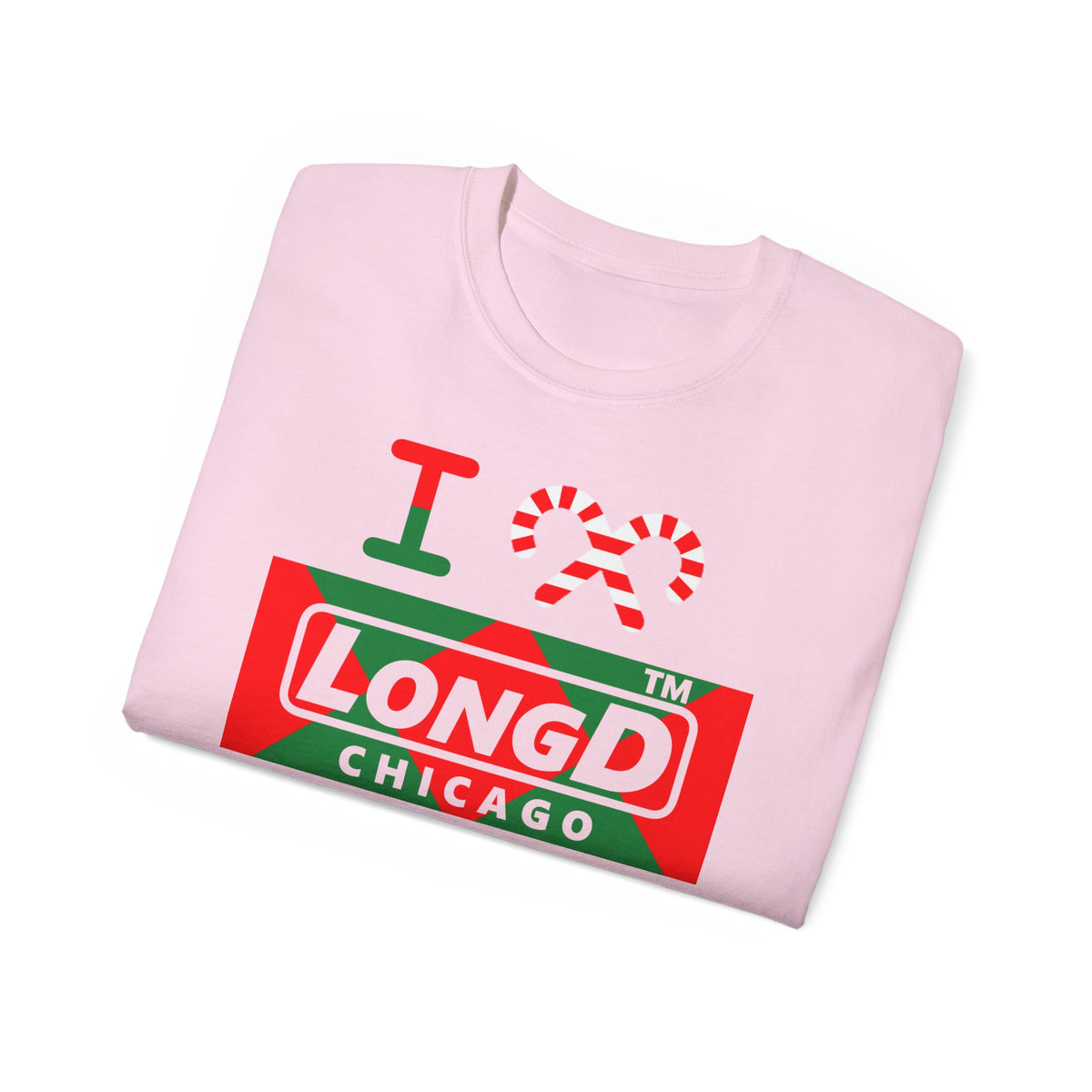 I candy cane LongD Chicago negative big argyle logo cotton tee