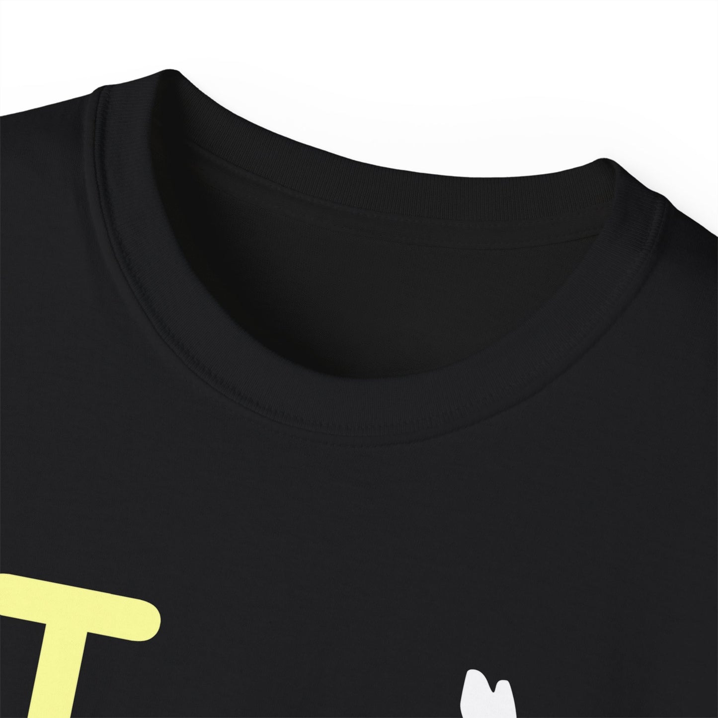 I Bunny LongD® Logo Cotton Tee Easter pastel yellow text (white Easter Bunny)
