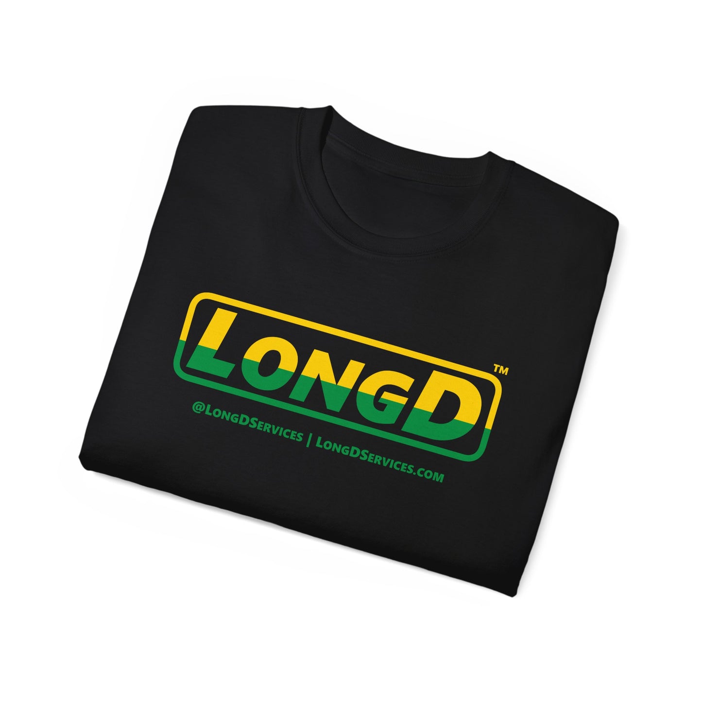 LongD® Logo Cotton Tee (St. Patrick's Day -Irish Green and Golden Yellow top-bottom split)