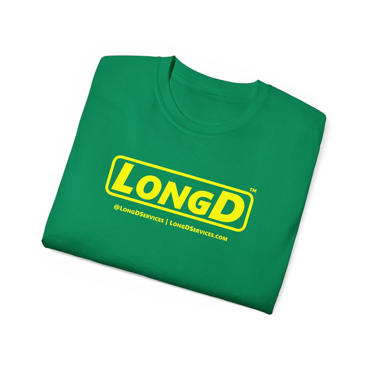 LongD® Logo Cotton Tee (Mardi Gras colored shirts with yellow text)