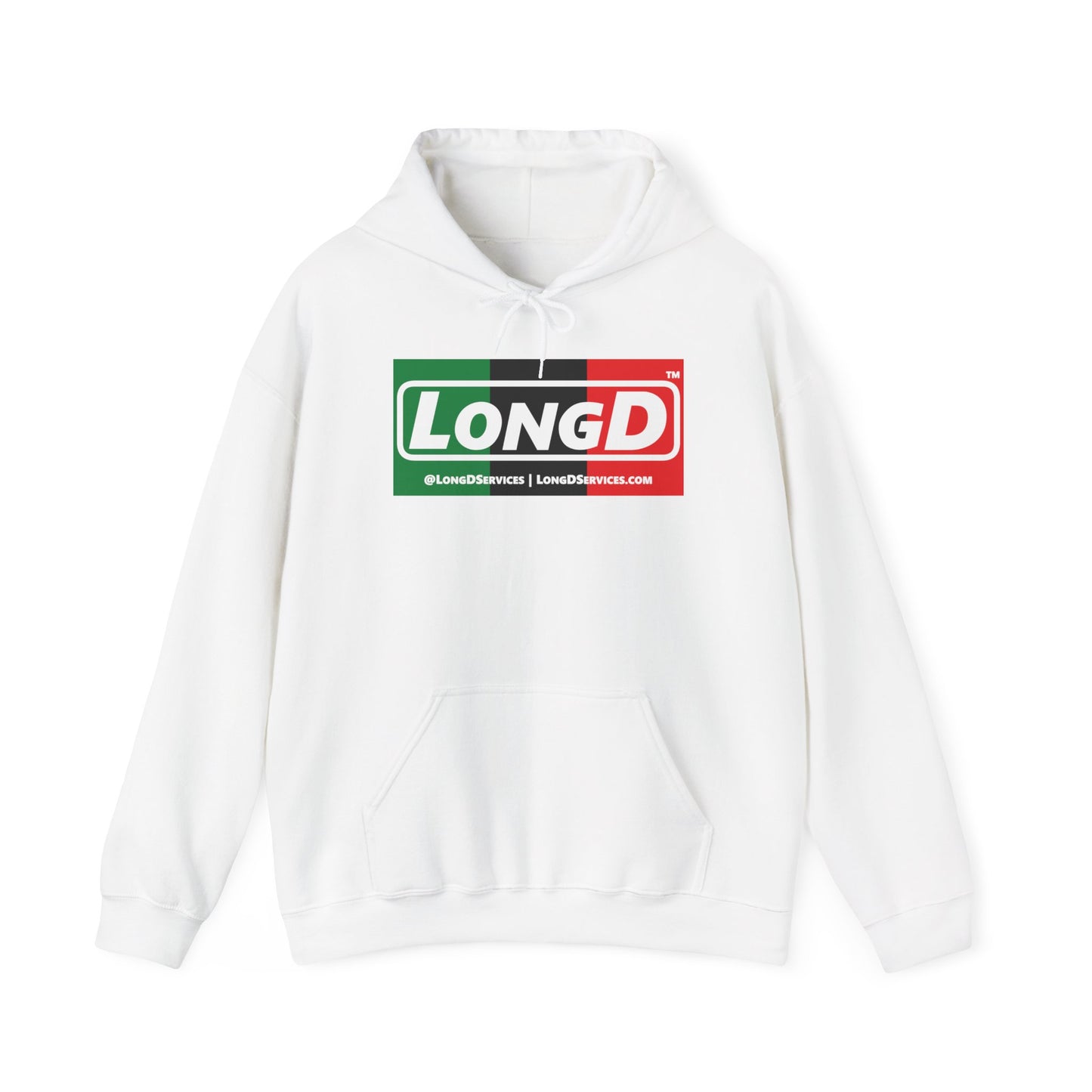LongD® Logo Hoodie with Juneteenth negative thirds text