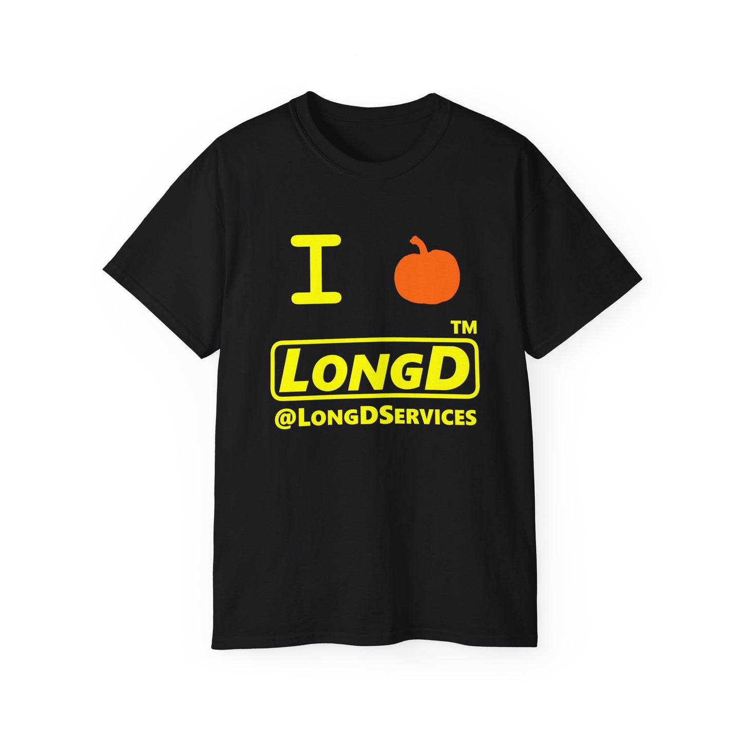 I Pumpkin LongD® Logo Cotton Tee positive yellow basic tag logo