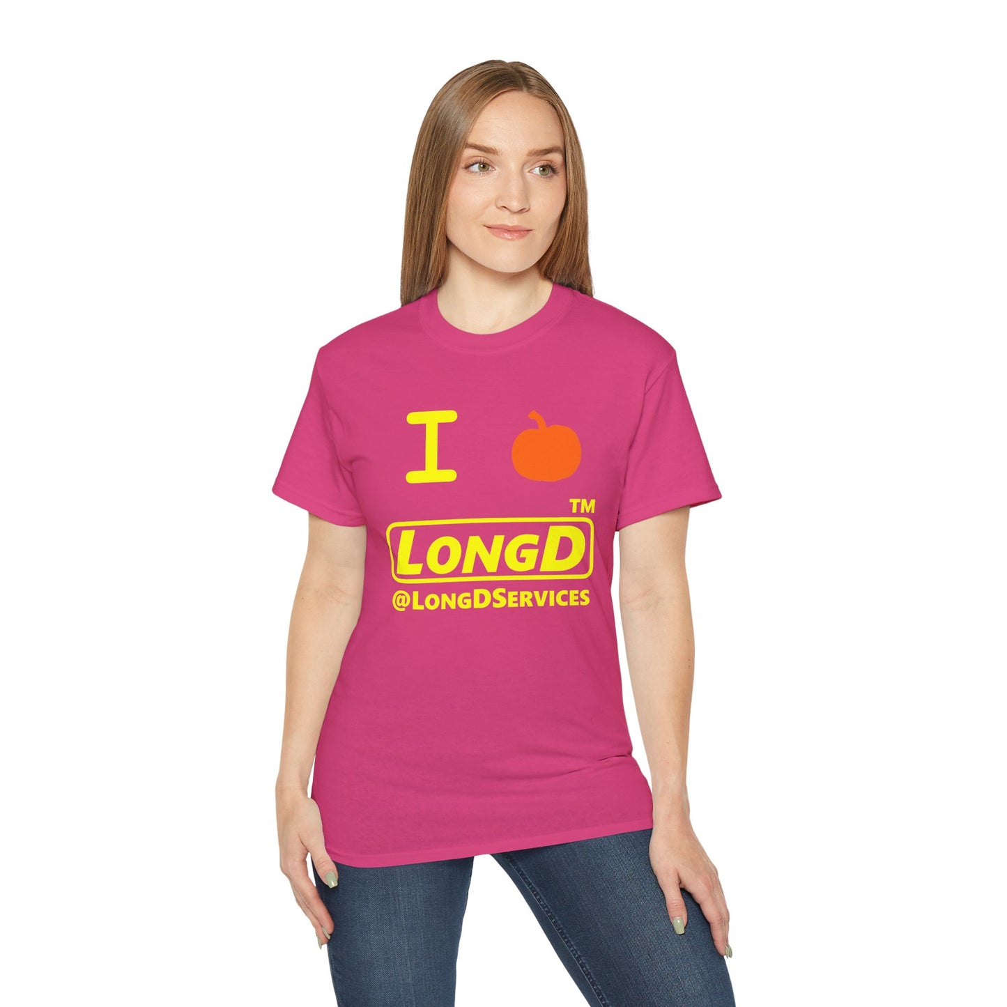 I Pumpkin LongD® Logo Cotton Tee positive yellow basic tag logo