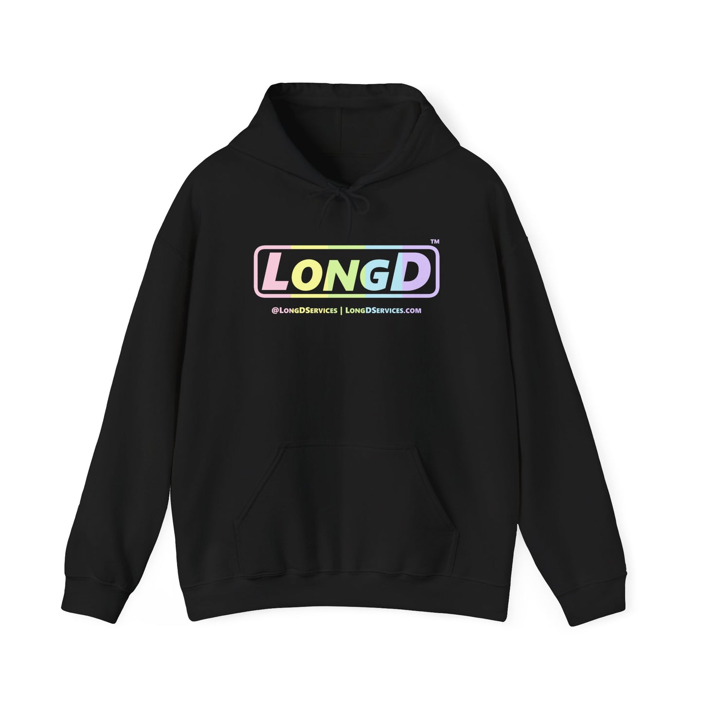 LongD® Logo Hoodie pastel spectrum text coloration