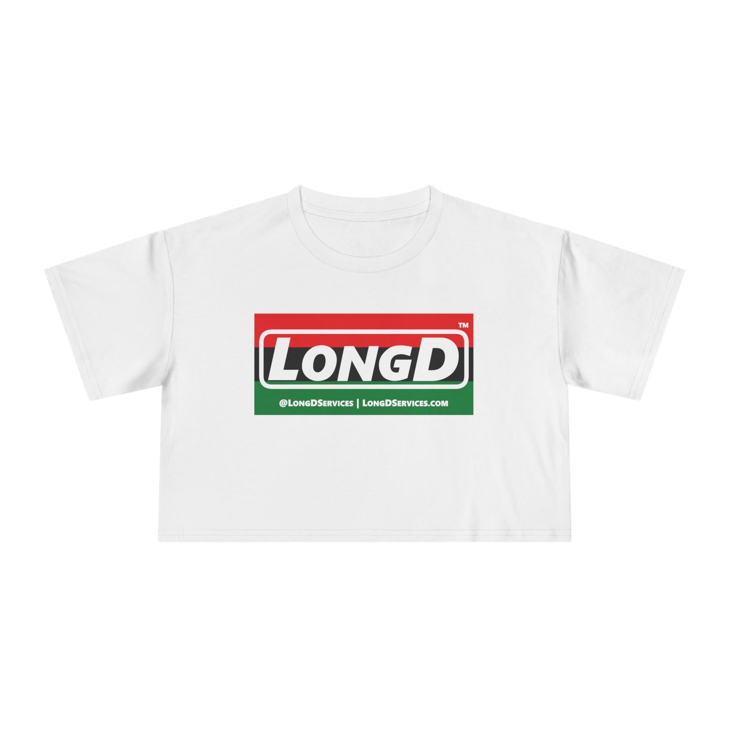 LongD Logo Women's Crop Tee (Juneteenth striped negative thirds logo)