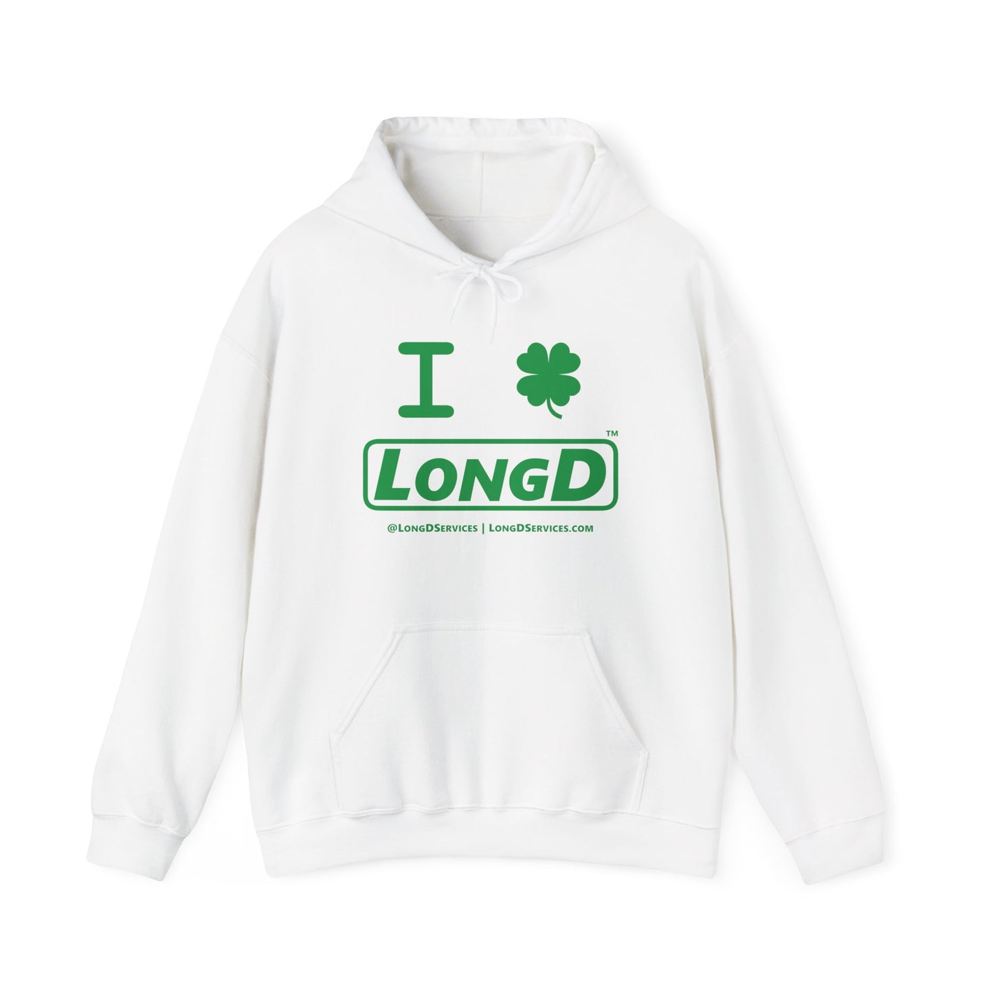 I Clover LongD® Logo Hoodie (St. Patrick's Day green text)