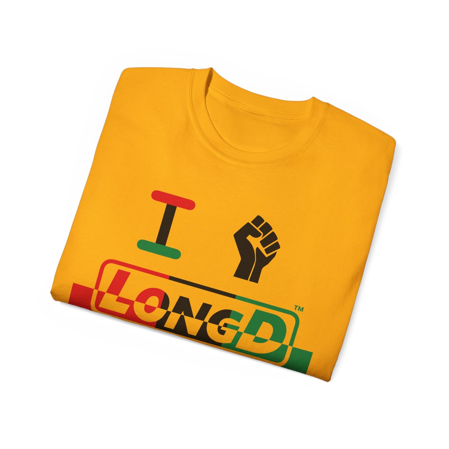 I Fist LongD® Logo Cotton Tee Juneteenth black fist positive top negative bottom text